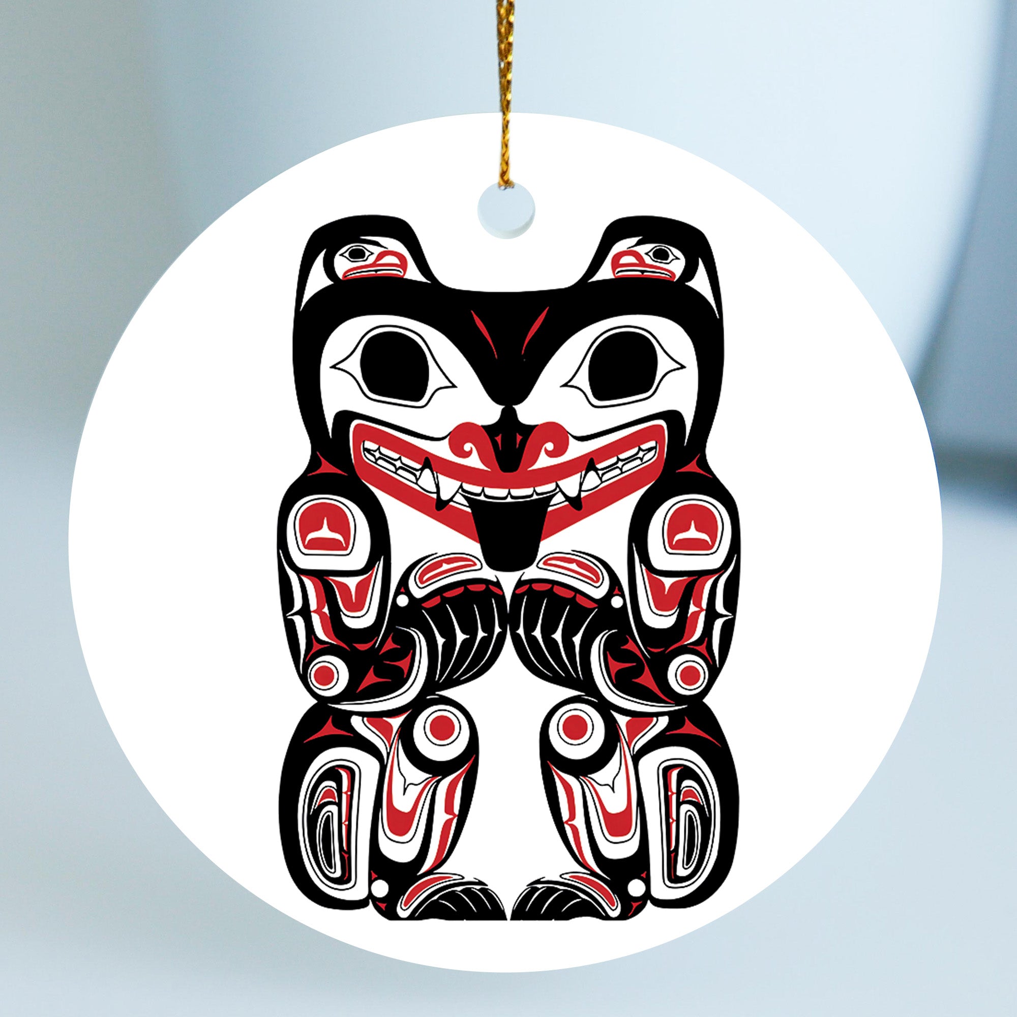 Native Bear Spirit Ceramic Ornament – Handcrafted Indigenous Art Decoration