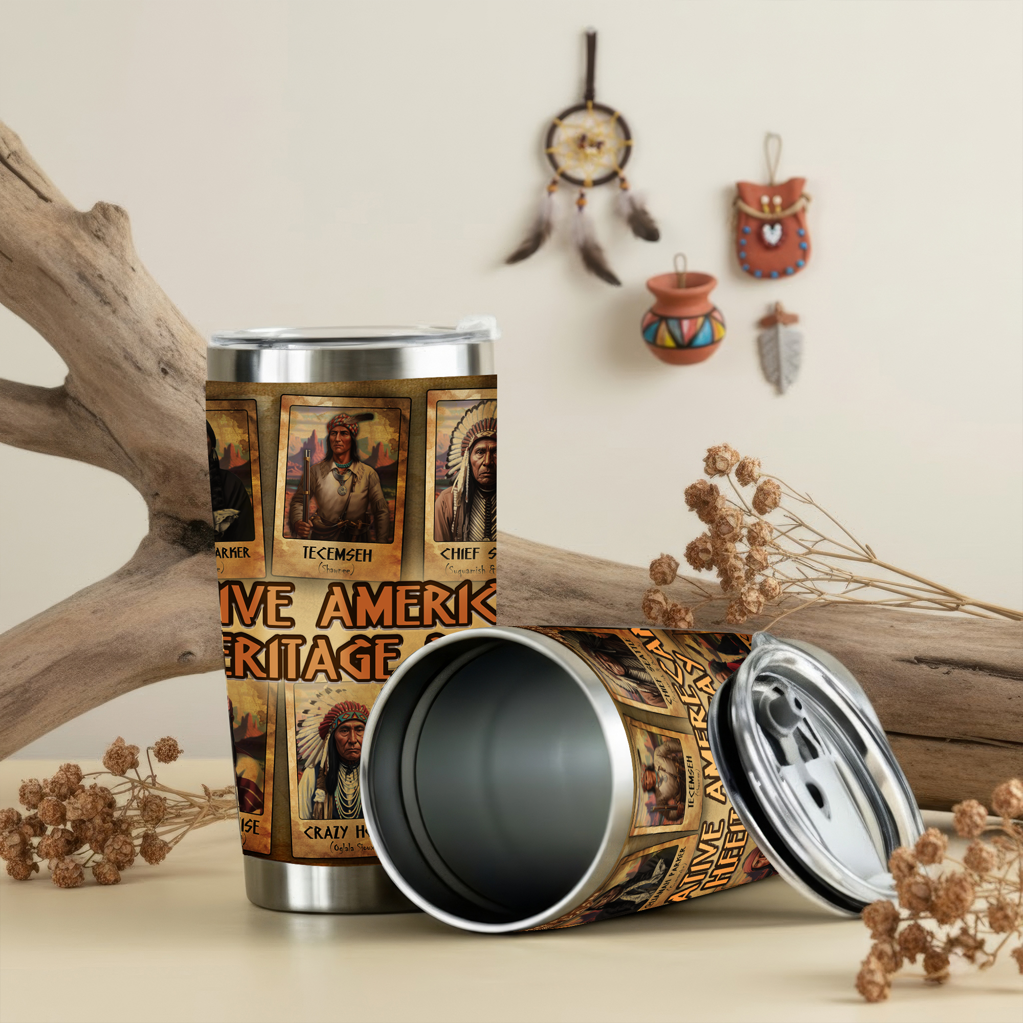 Native American Heritage Day Featuring Famous Chiefs Tumbler Stainless Steel Drinking Cup