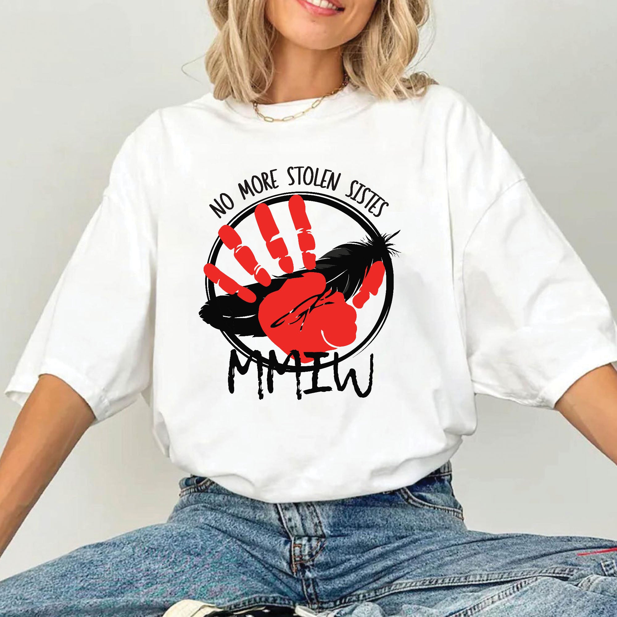 No More Stolen Sisters MMIW Native Women Awareness Unisex T-shirt/T-shirt V-Neck/Hoodie/Sweatshirt - One side