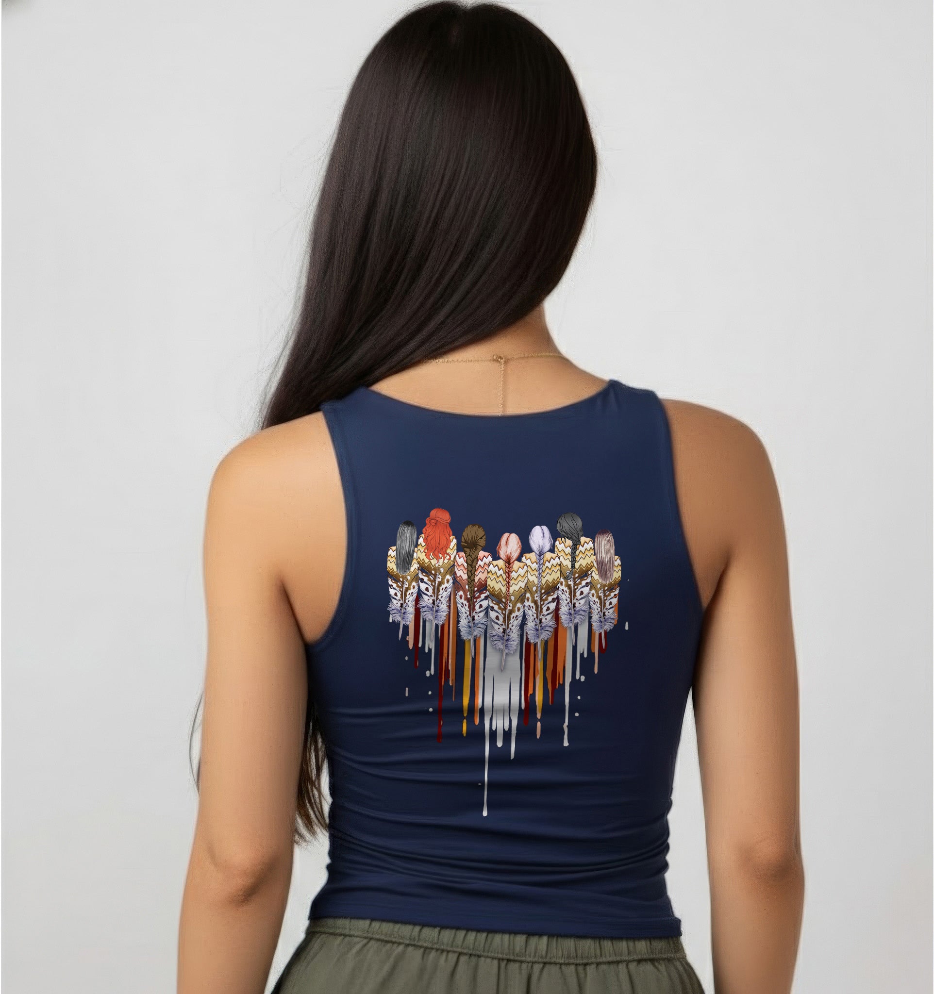 [Two Sides] Native American Feather Heart Indigenous Women Unisex Tank Top/Long Sleeve/Hoodie Zip