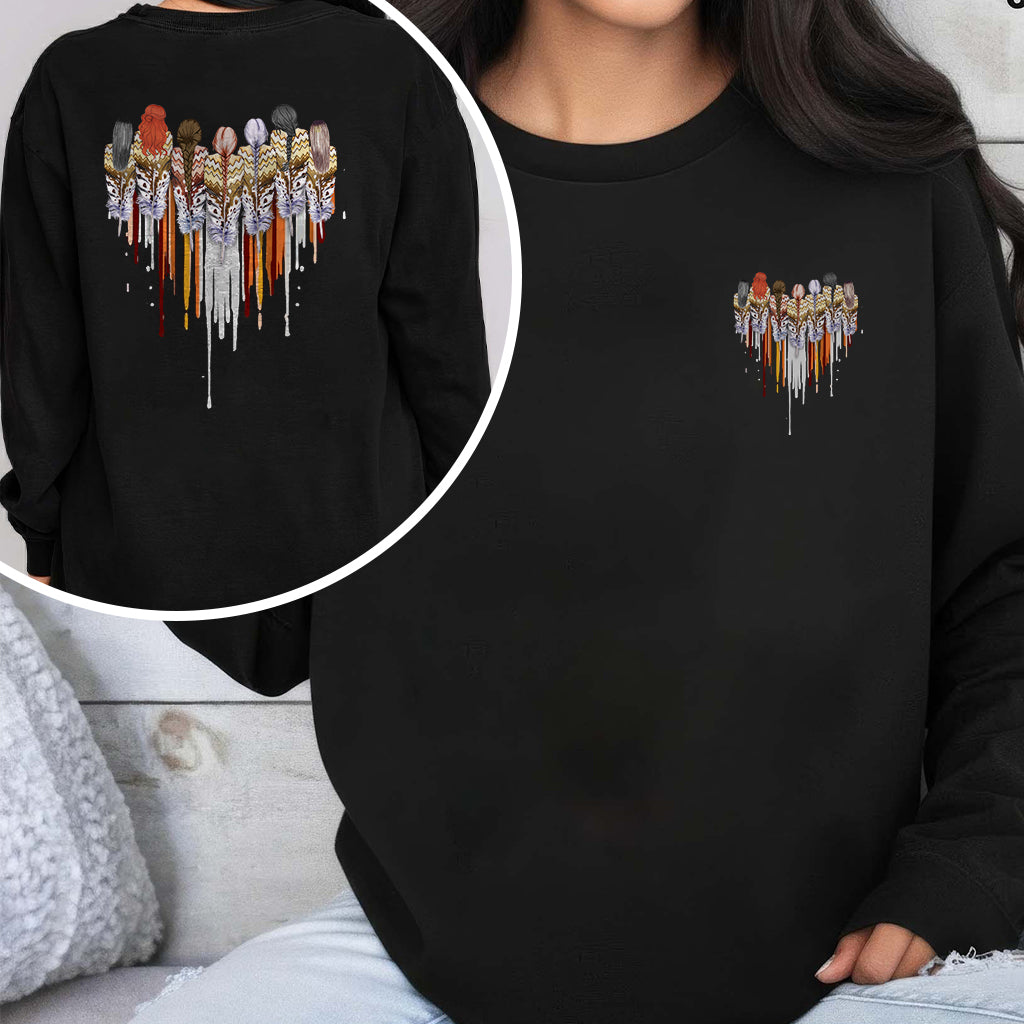 [Two Sides] Native American Feather Heart Indigenous Women Unisex Tank Top/Long Sleeve/Hoodie Zip