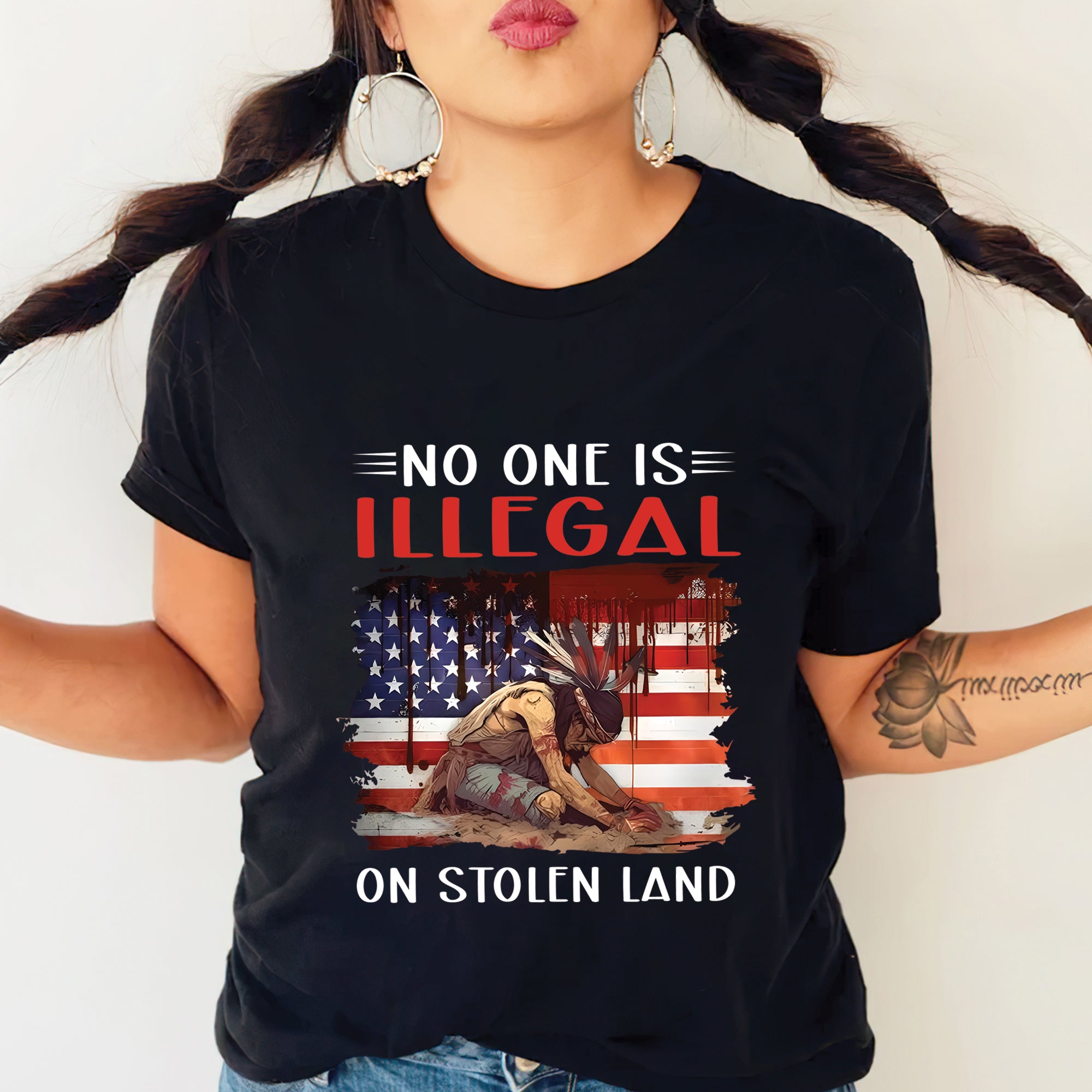 No One Is Illegal On Stolen Land - Unisex T-Shirt/T-Shirt V-Neck/Hoodie/Sweatshirt N41