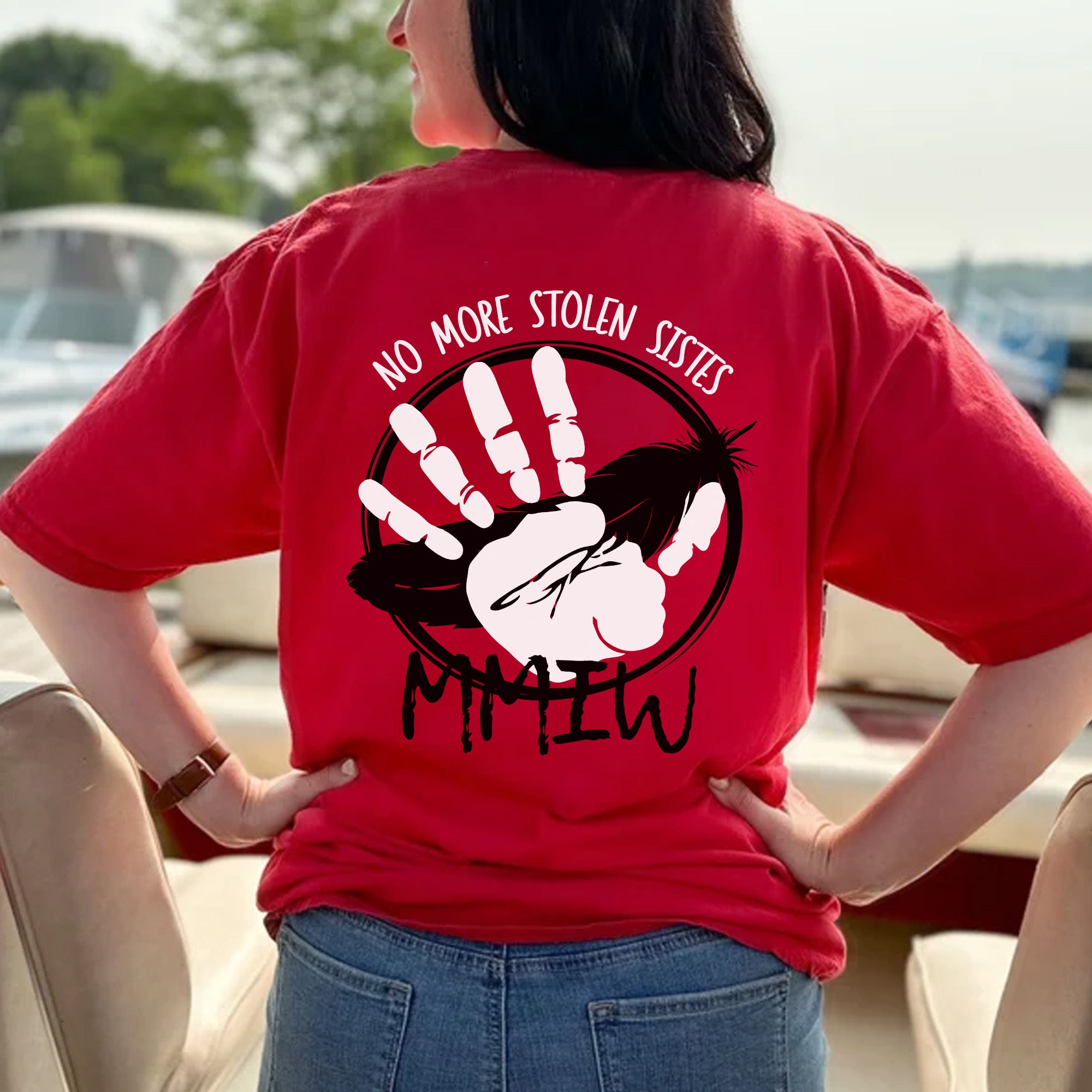 No More Stolen Sisters MMIW Native Women Awareness Unisex T-shirt/T-shirt V-Neck/Hoodie/Sweatshirt-Two Sides