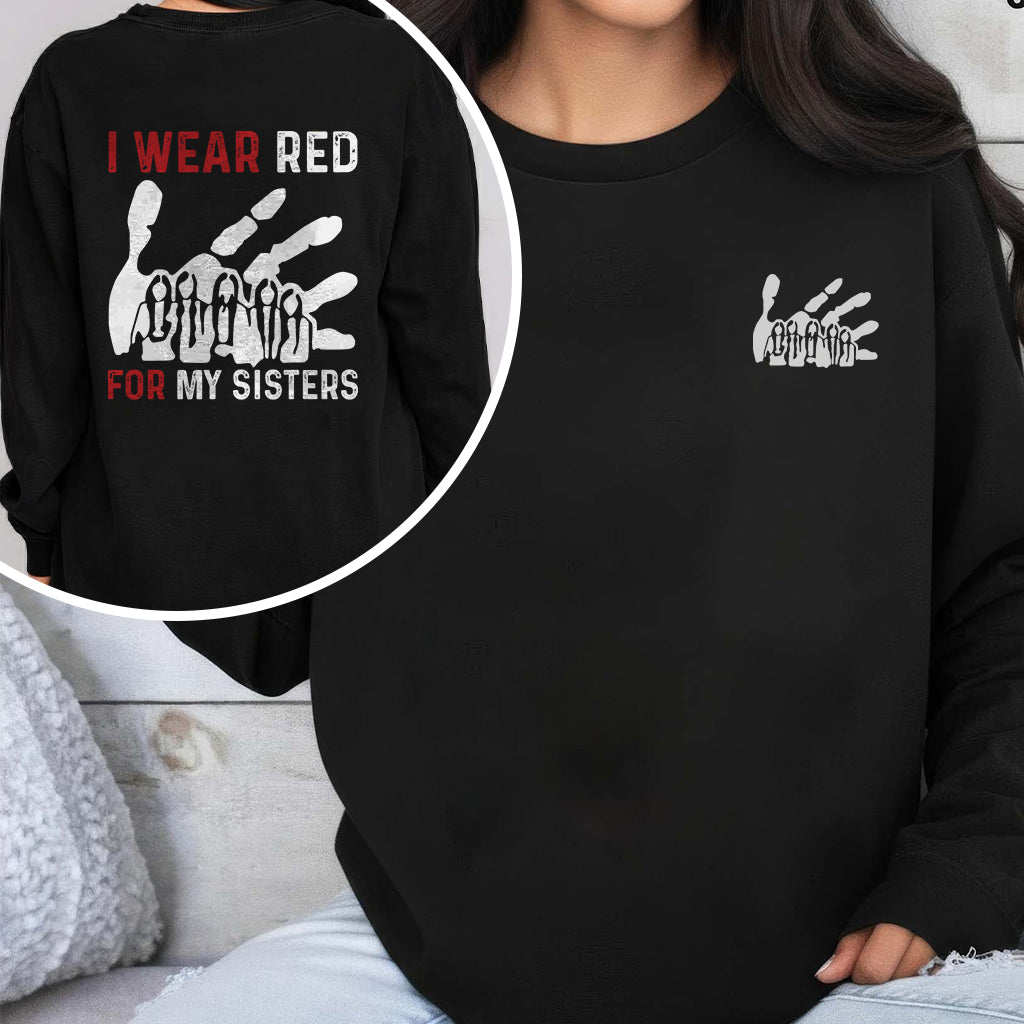 [Two Sides] I Wear Red for My Sisters MMIW Awareness Unisex Tank Top/Long Sleeve/Hoodie Zip