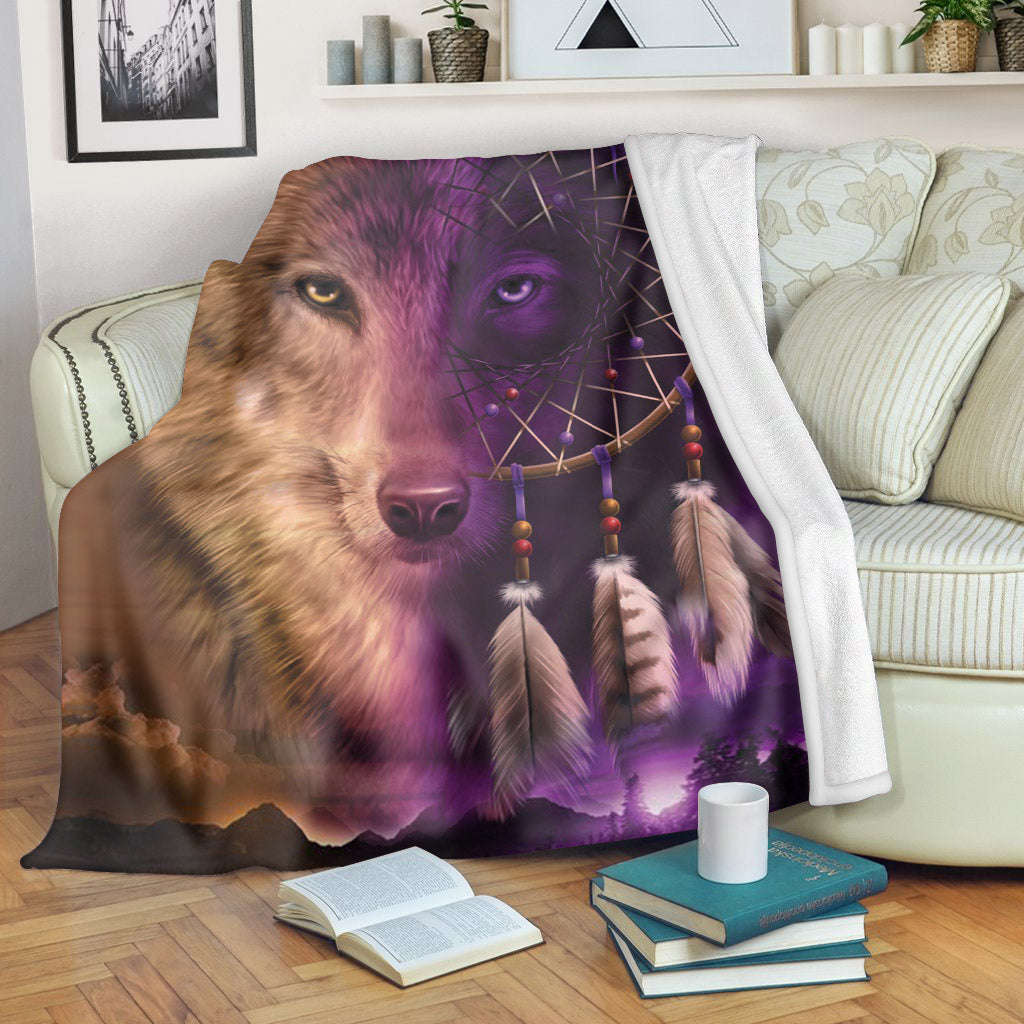 Native American Style Wolf Native Soft And Warm Fleece Blanket ...