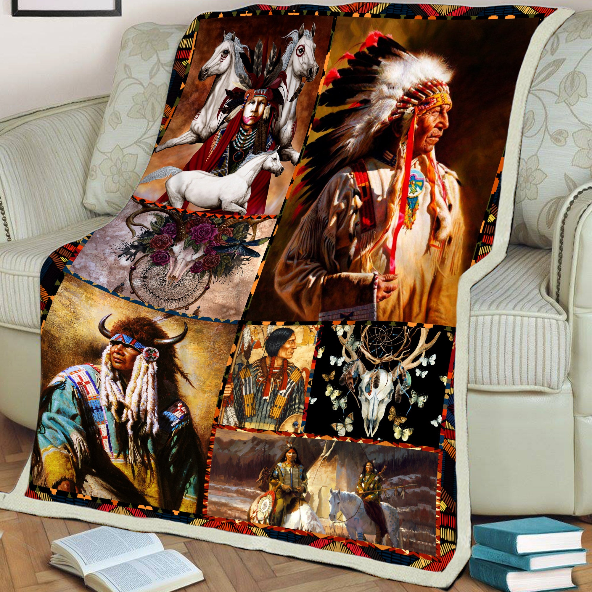Native Pairing Soft And Warm Fleece Blanket Native American Style