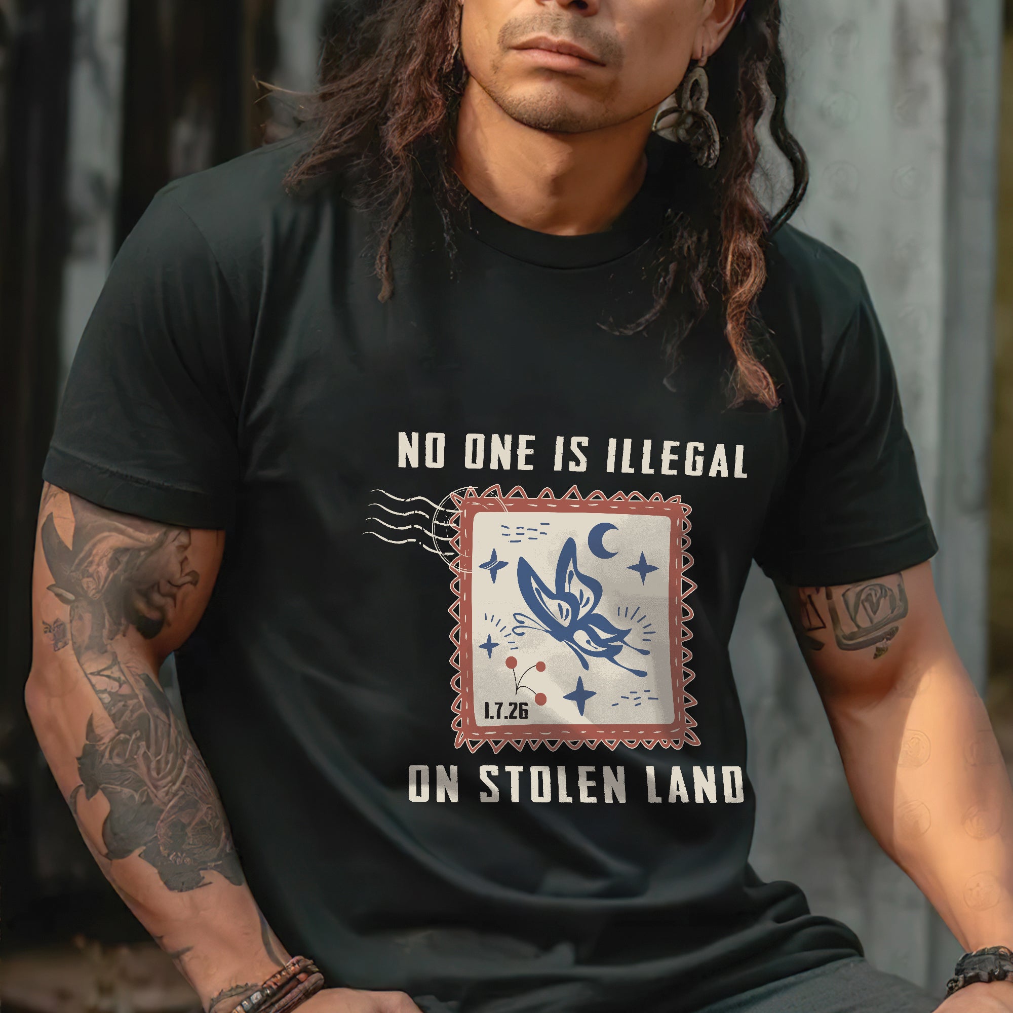 No One Is Illegal On Stolen Land - Indigenous Empowerment Unisex T-shirt/V-neck T-shirt/Hoodie/Sweatshirt