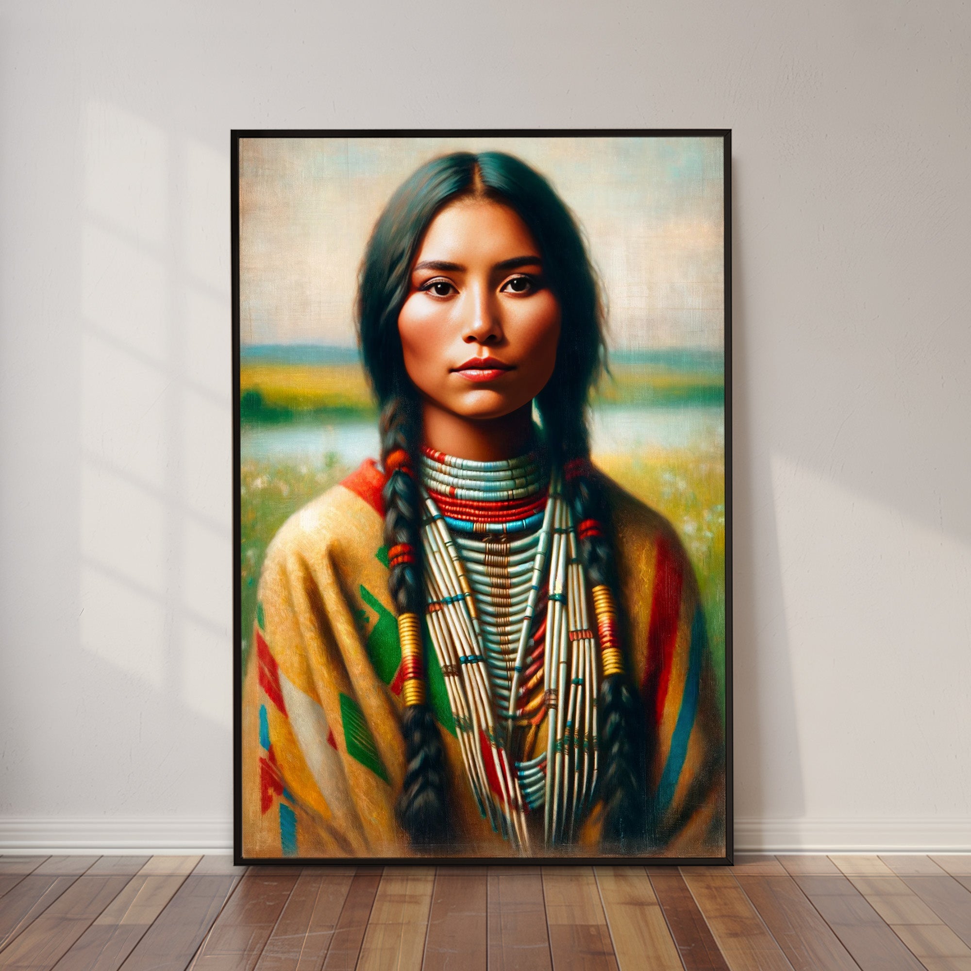 Custom Native American Women Portrait Photo Canvas Art Gift Home Decor