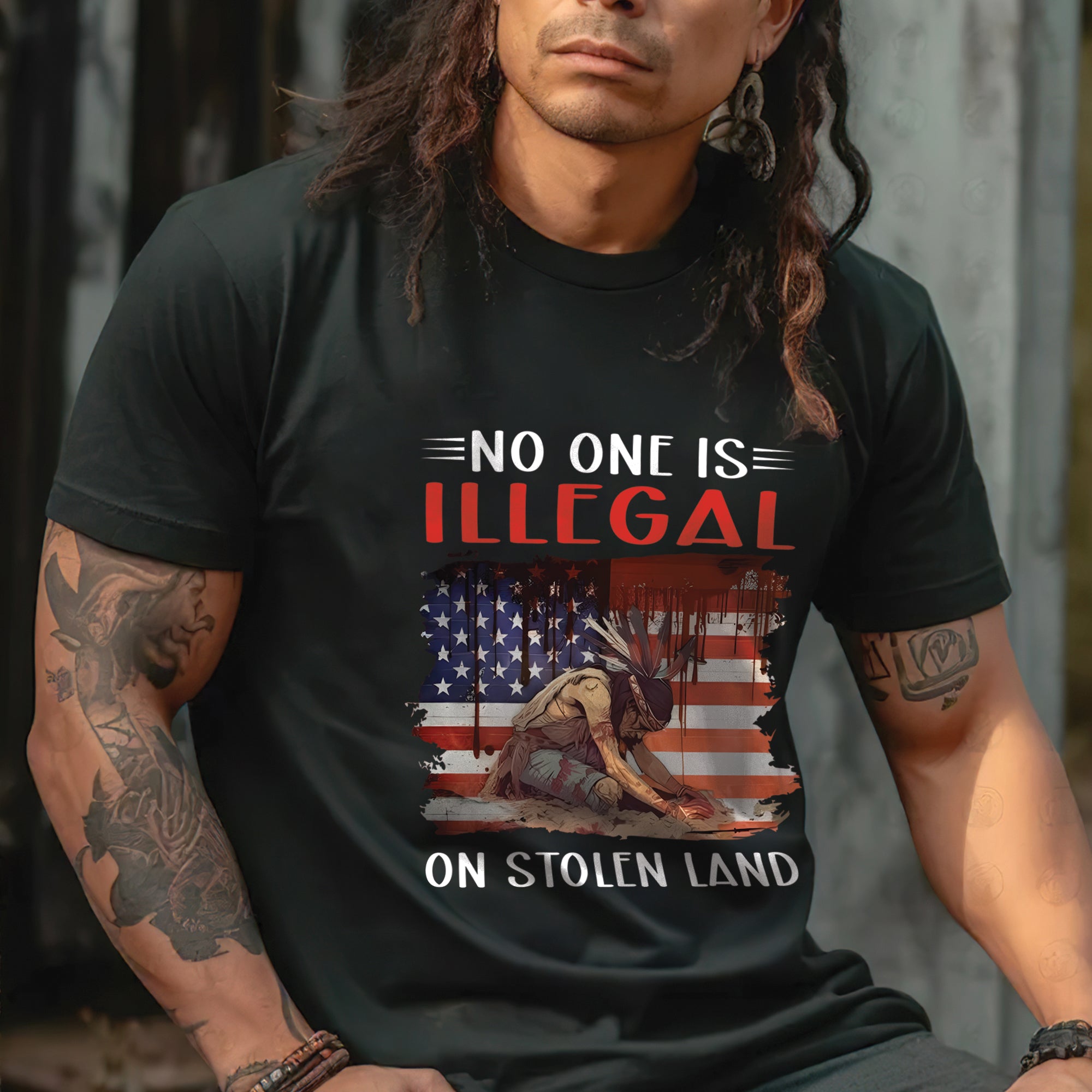 No One Is Illegal On Stolen Land - Unisex T-Shirt/T-Shirt V-Neck/Hoodie/Sweatshirt N41