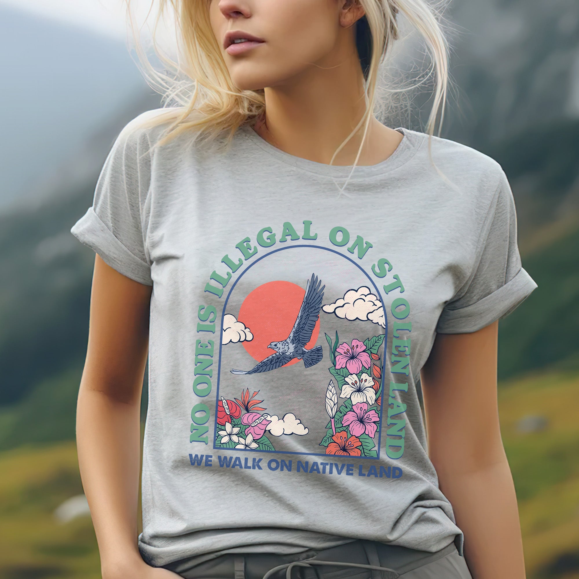 No One Is Illegal On Stolen Land. We Walk On Native Land Style 5 - One Sides Unisex T-Shirt/T-Shirt V-Neck/Hoodie/Sweatshirt