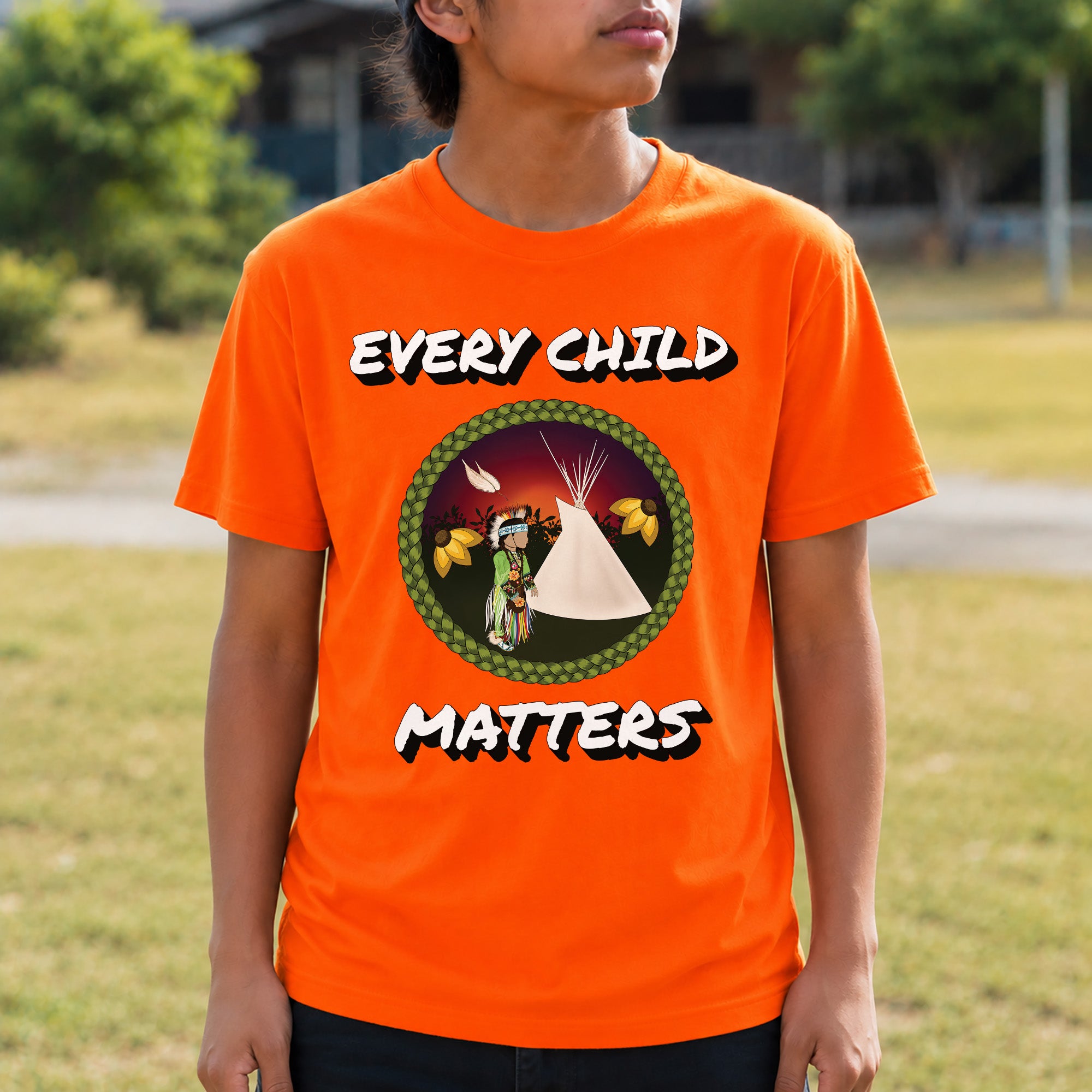 Every Child Matters Indigenous Child & Tipi Orange Shirt Day Unisex T-shirt/Hoodie/Sweatshirt