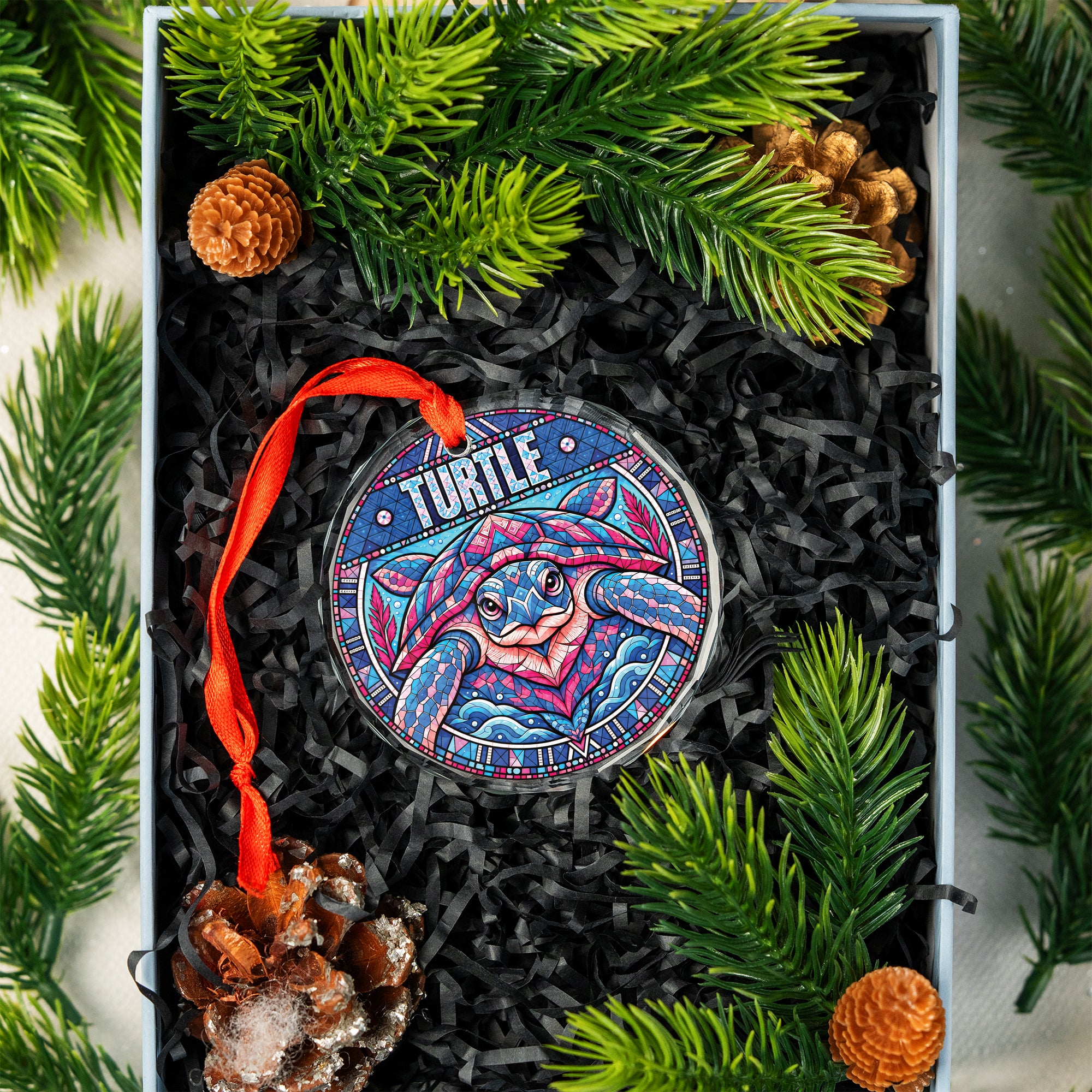Turtle Spirit Native Tribal Glass Ornament – Indigenous Art Decor