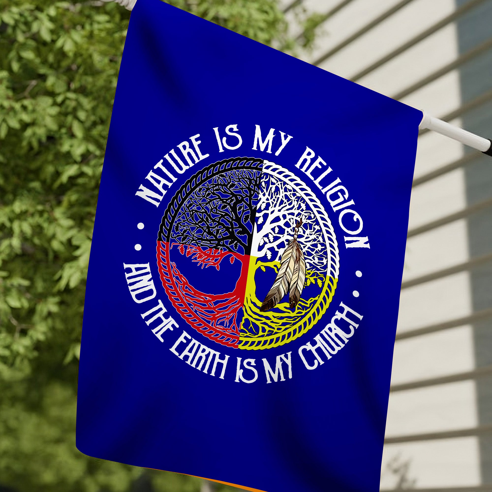 Nature Is My Religion - Native American Flag Garden House Yard for Decor Outdoor