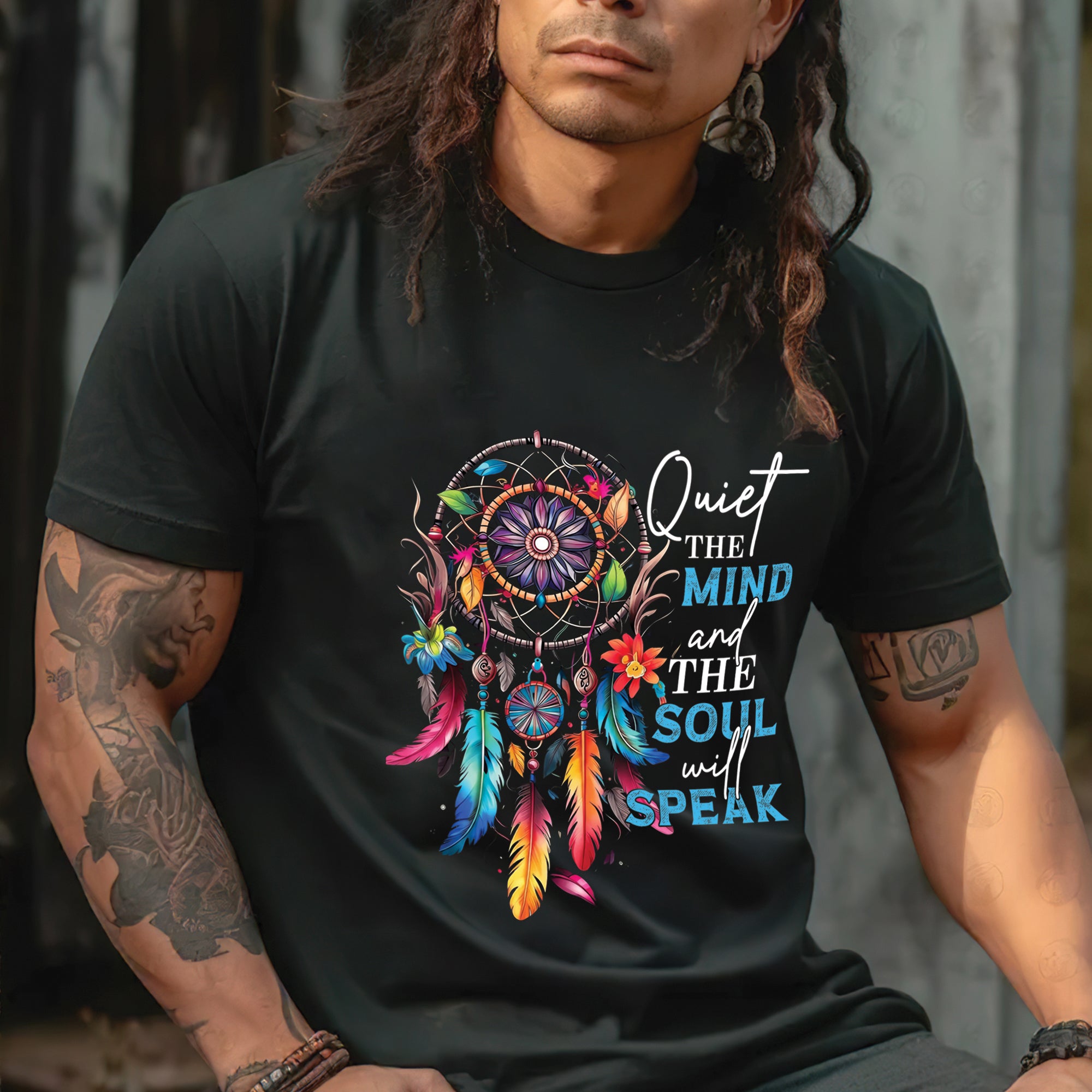 Quiet the Mind, the Soul Will Speak Native Dreamcatcher Unisex T-shirt/T-shirt V-neck/Hoodie/Sweatshirt