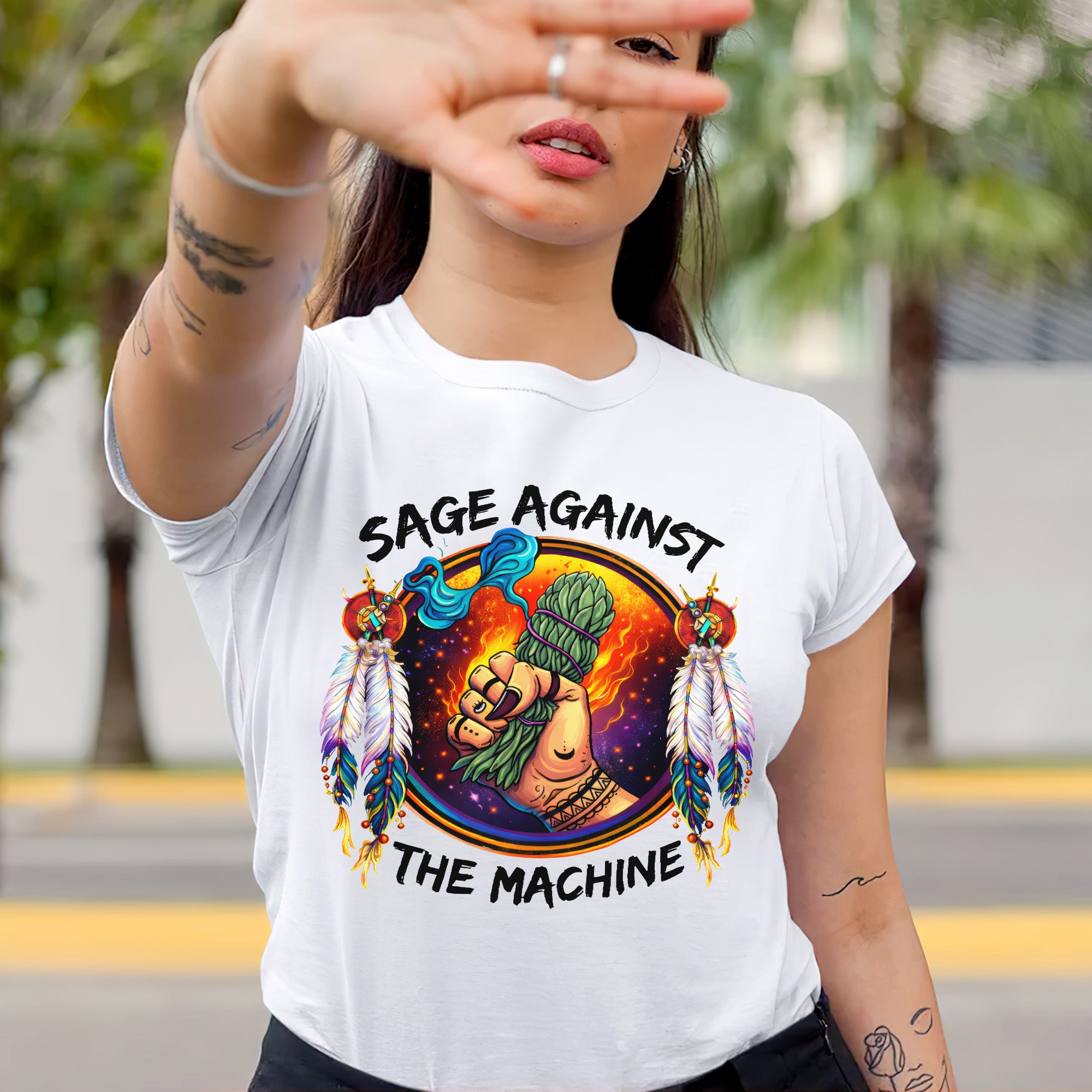 Sage Against The Machine Spiritual Power and Resistance Unisex T-shirt/T-shirt V-Neck/Hoodie/Sweatshirt