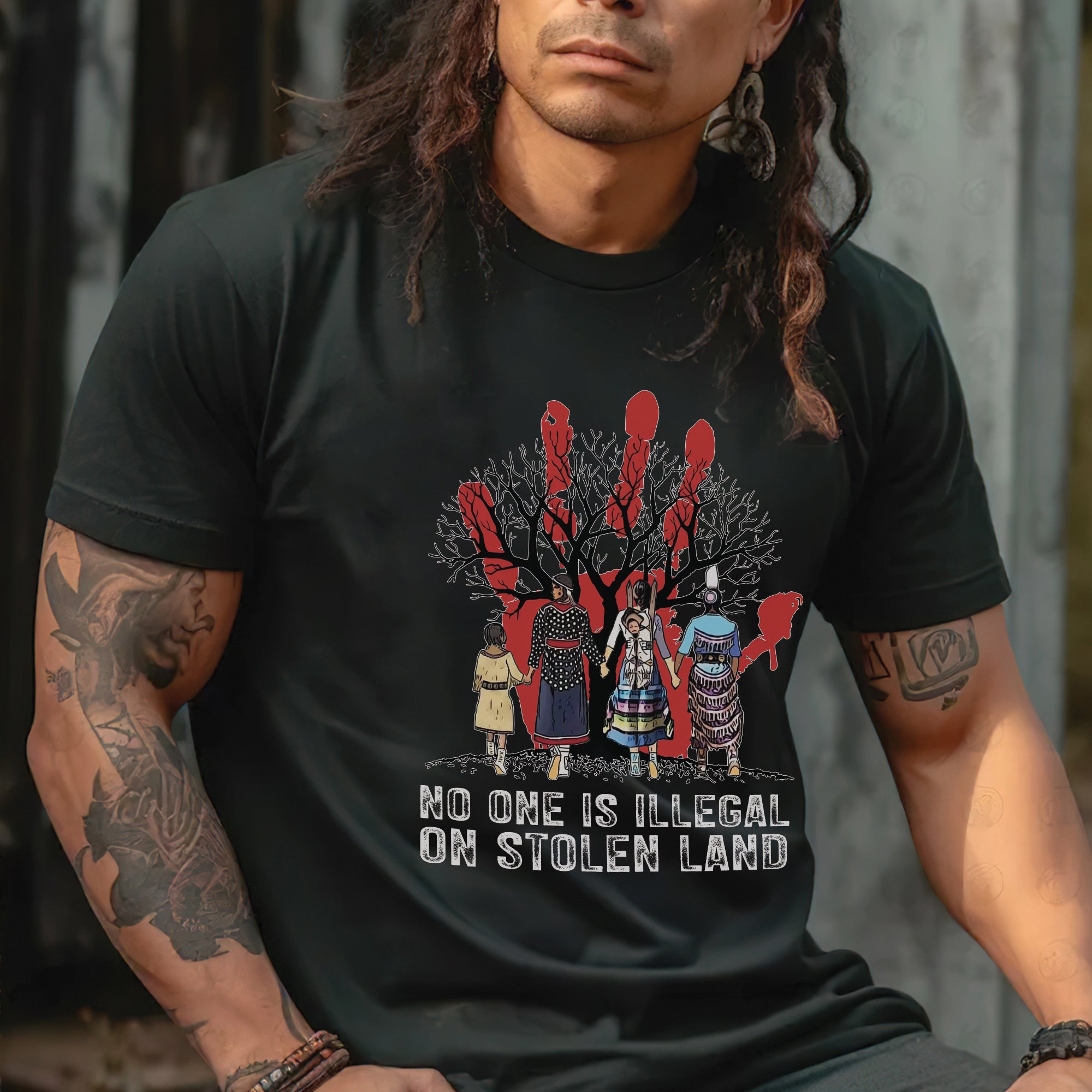 No One Is Illegal On Stolen Land - Unisex T-Shirt/T-Shirt V-Neck/Hoodie/Sweatshirt N59