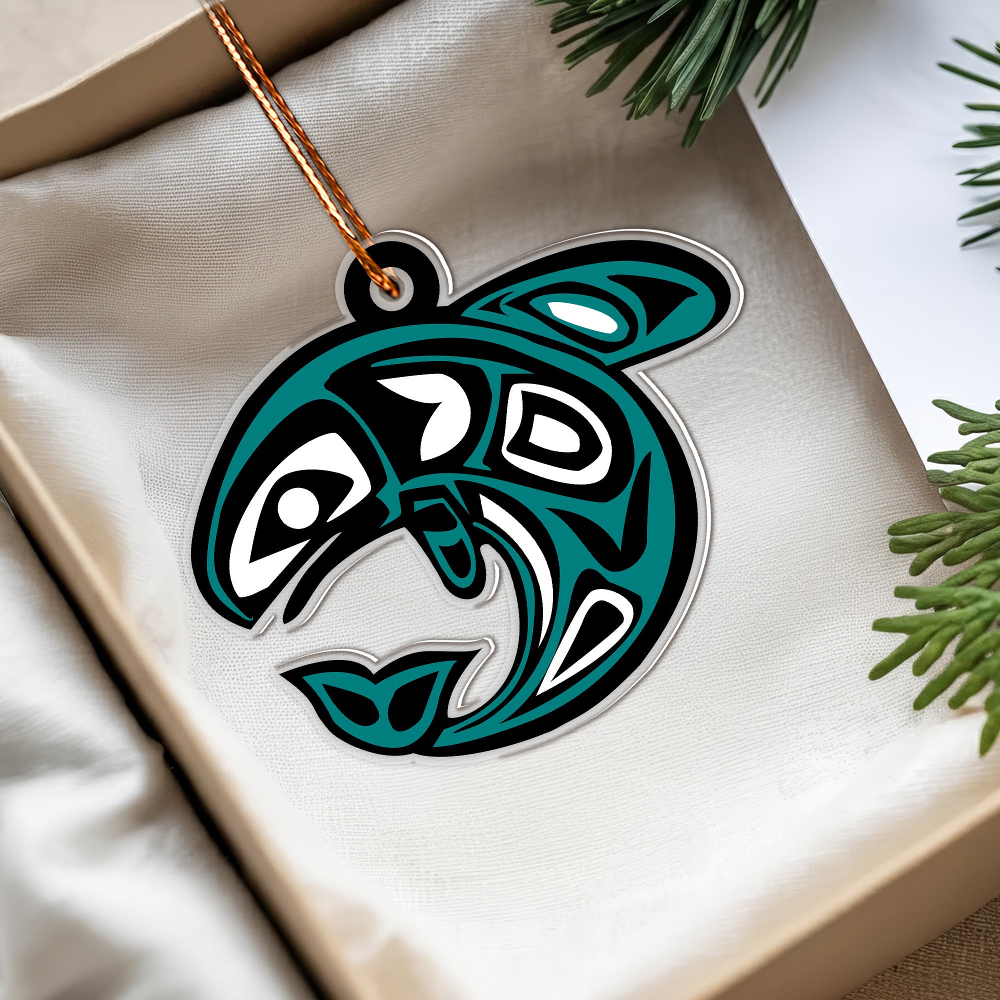 Tribal Orca Spirit Ornament Native American Unique Christmas Gift Decor Flat Acrylic