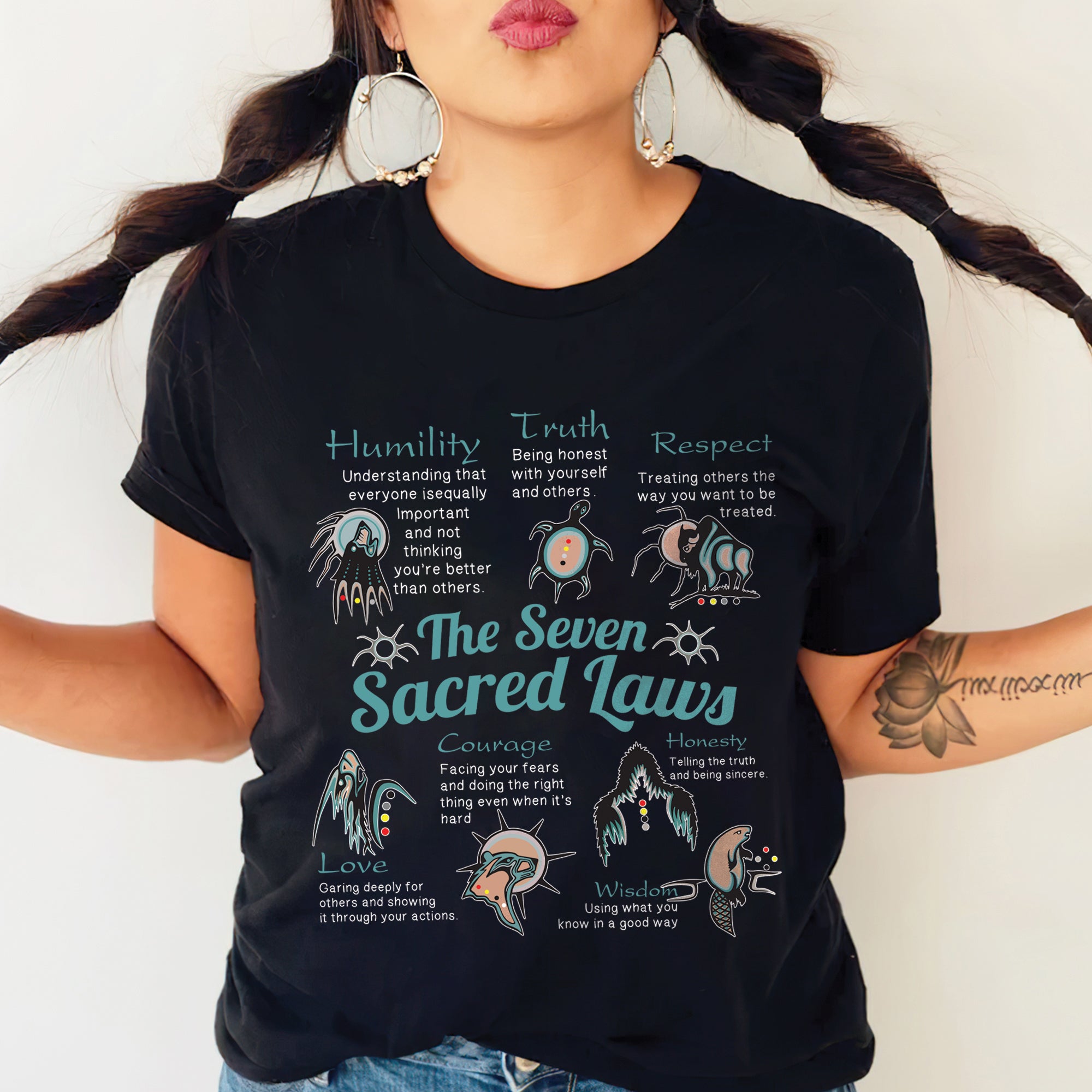 The Seven Sacred Laws Native American Indigenous Culture Unisex T-Shirt/T-Shirt V-Neck/Hoodie/Sweatshirt 189
