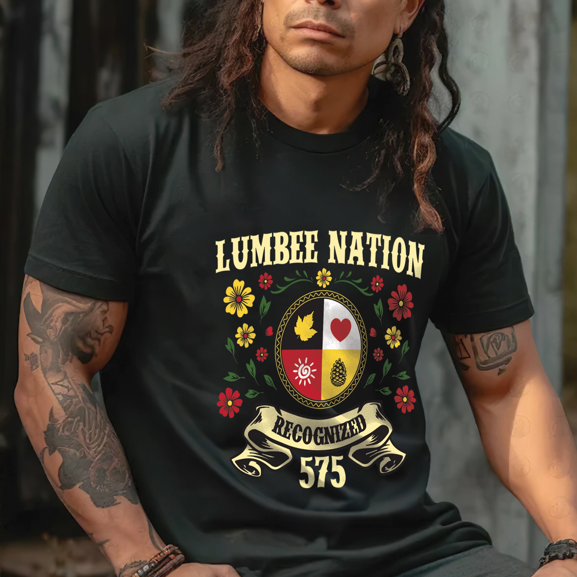 Lumbee Nation Recognized Native American 575 Floral Design Unisex T-shirt/T-shirt V-neck/Hoodie/Sweatshirt