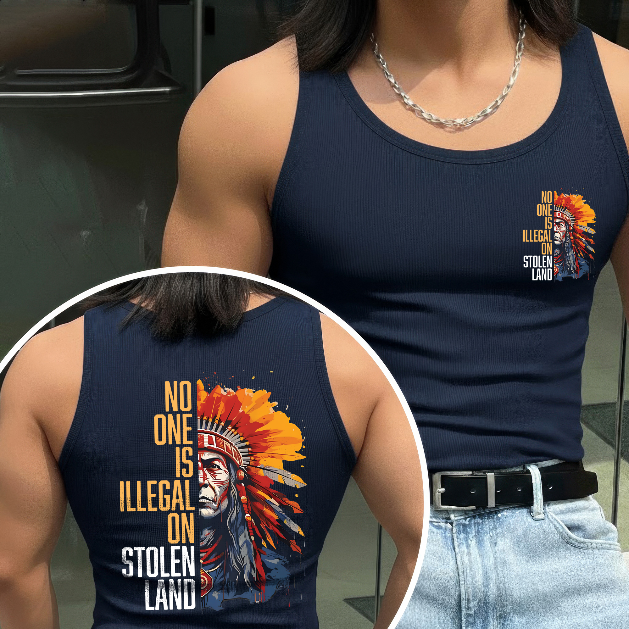 [Two Sides] No One Is Illegal On Stolen Land Unisex Tank Top/Long Sleeve/Hoodie Zip