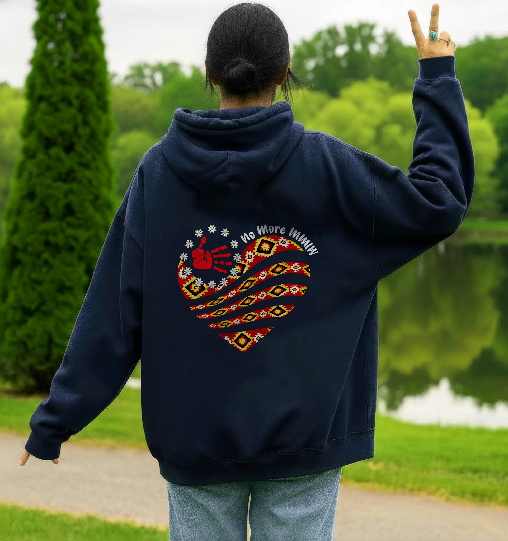 [Two Sides] No More MMIW Tank Top - Native American Heart and Red Hand Unisex Tank Top/Long Sleeve/Hoodie Zip