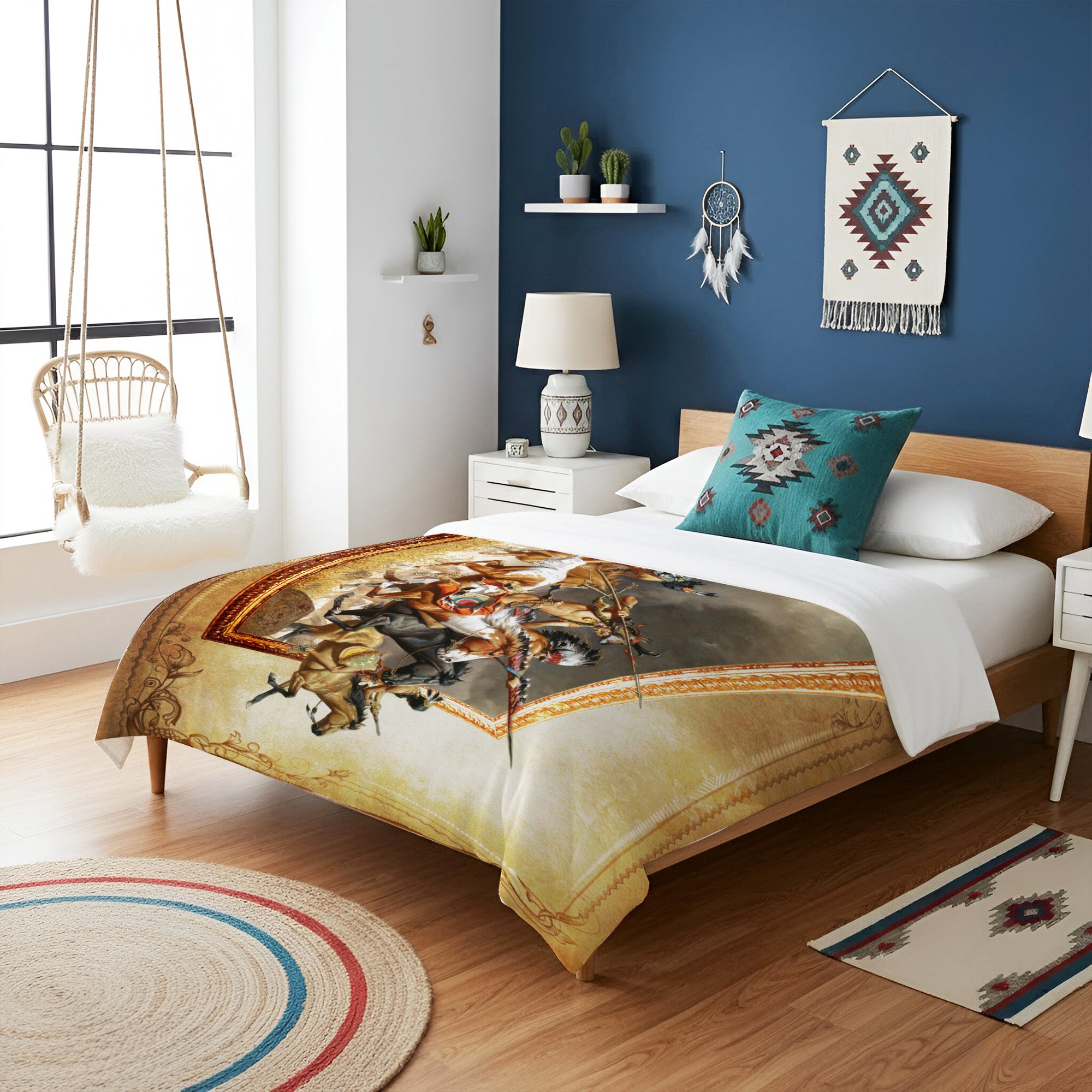 Native American Warriors Art Soft And Warm Premium Fleece Blanket