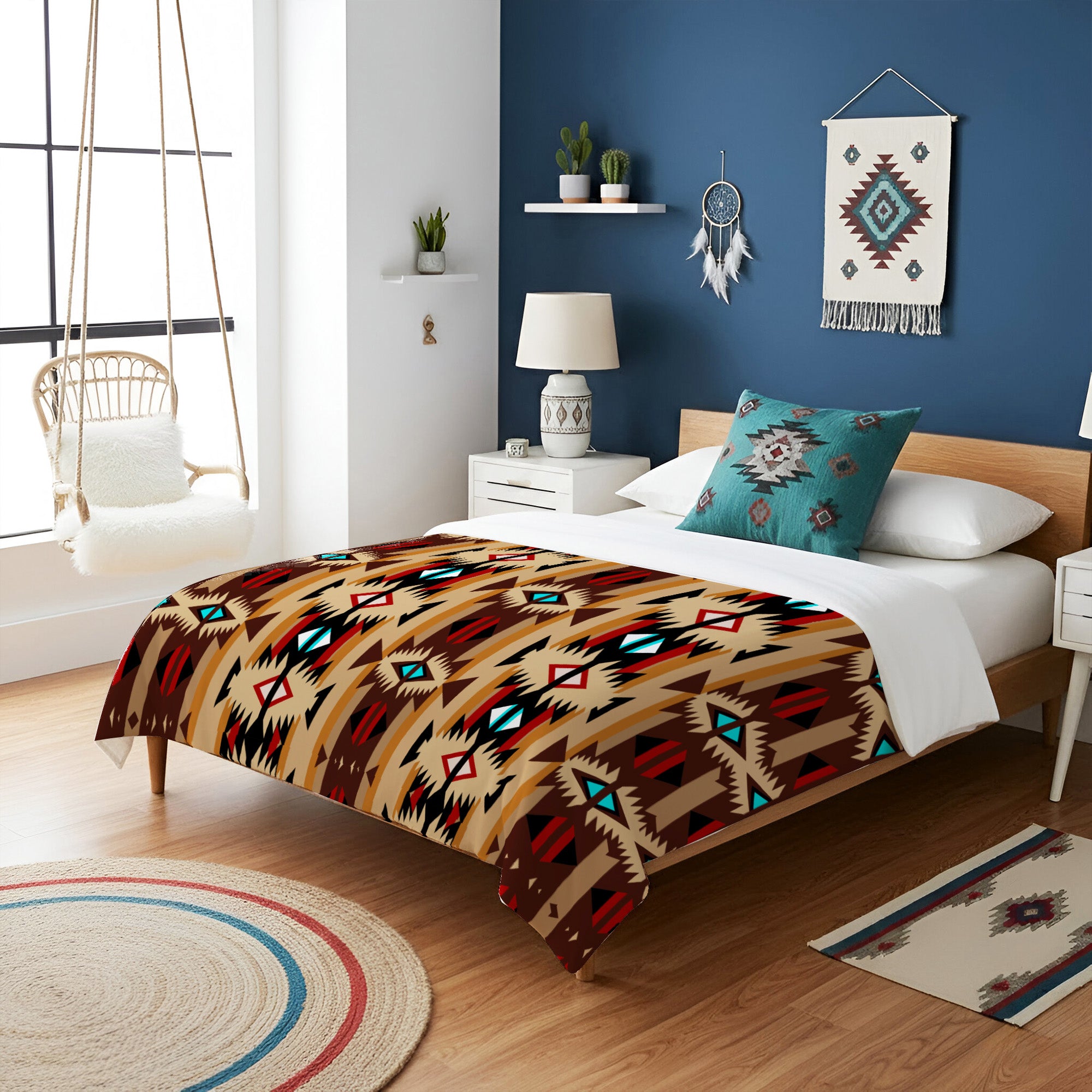 Native American Style Brown Pattern Cultural Premium Fleece Blanket