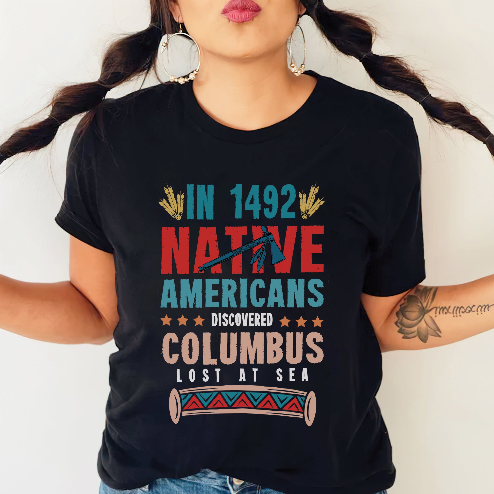 1492 Native Americans Discovered Columbus Unisex T-Shirt/T-Shirt V-Neck/Hoodie/Sweatshirt
