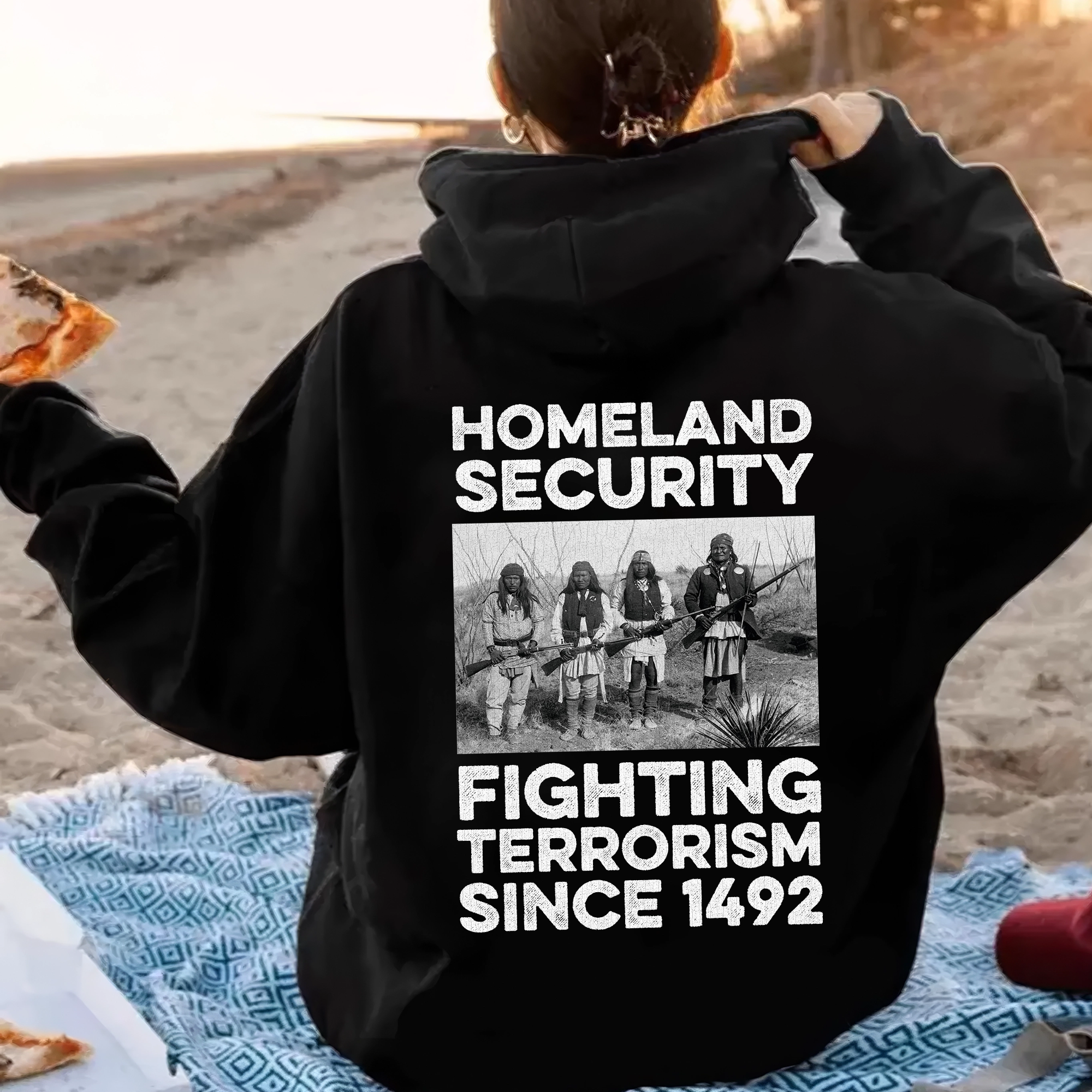 [Back] Homeland Security Fighting Terrorism Since 1492 Unisex Tank Top/Long Sleeve/Hoodie Zip