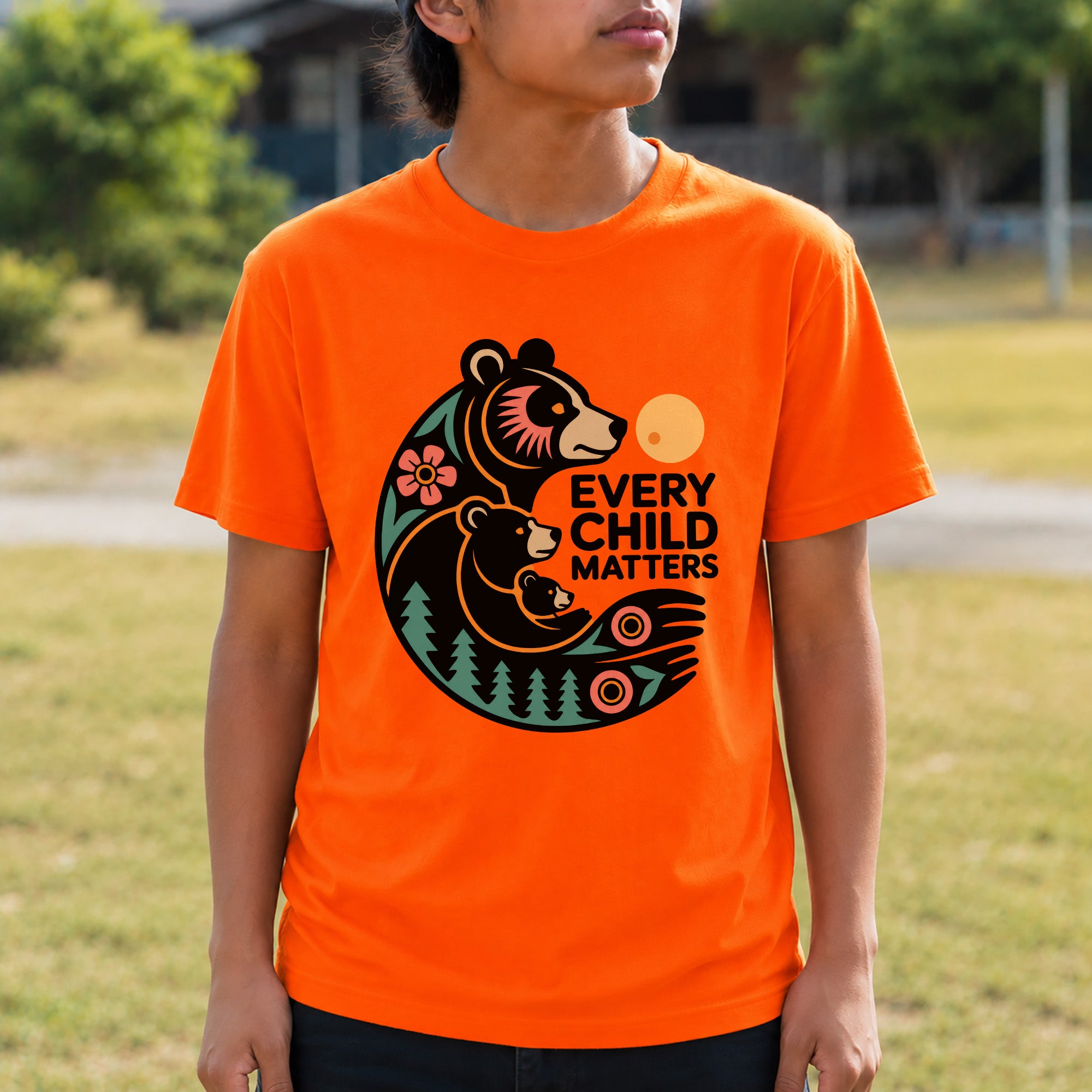 Sacred Bear Family Every Child Matters Orange Shirt Day Unisex T-shirt/Hoodie/Sweatshirt