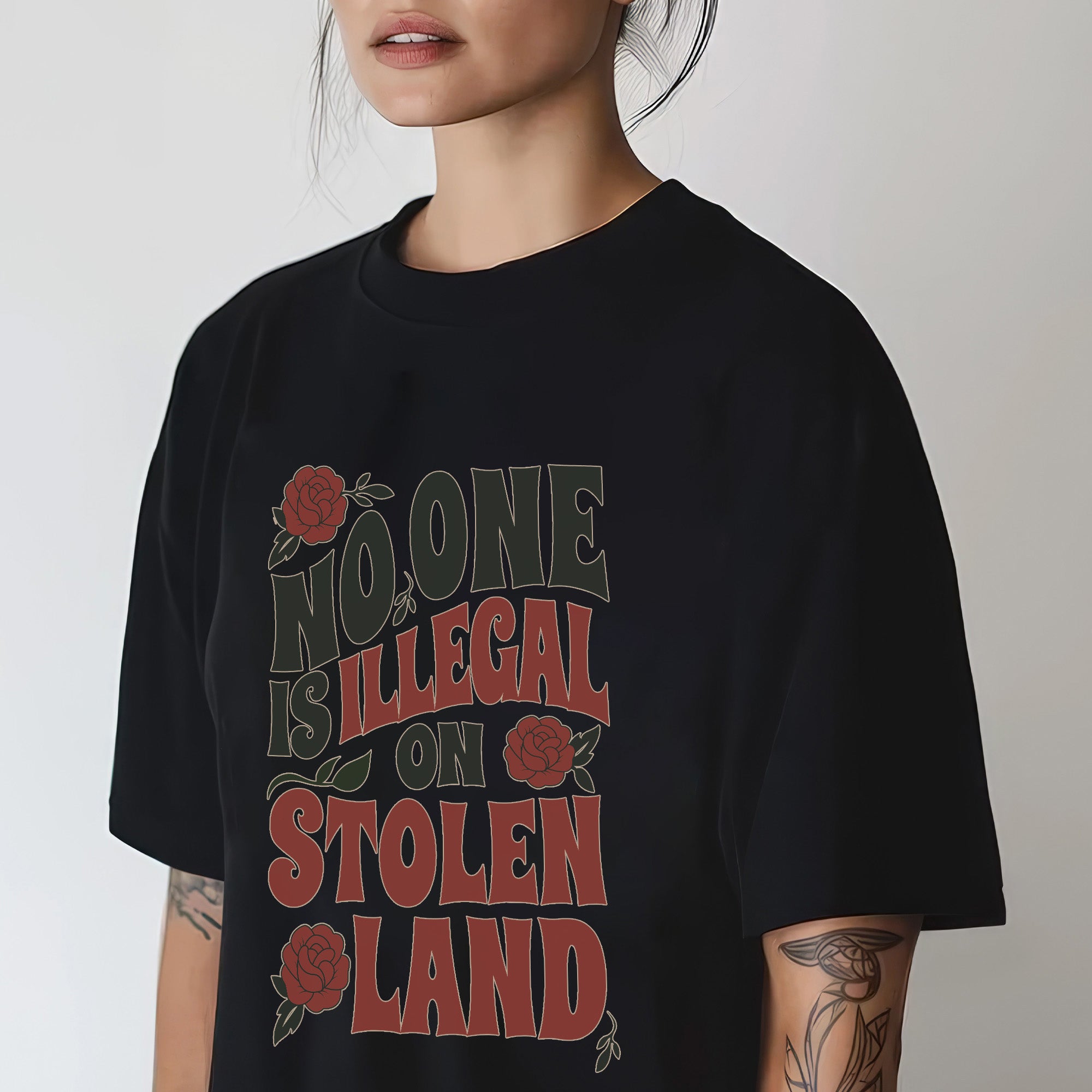 [Two Sides] No One Is Illegal On Stolen Land - Unisex T-Shirt/T-Shirt V-Neck/Hoodie/Sweatshirt N52