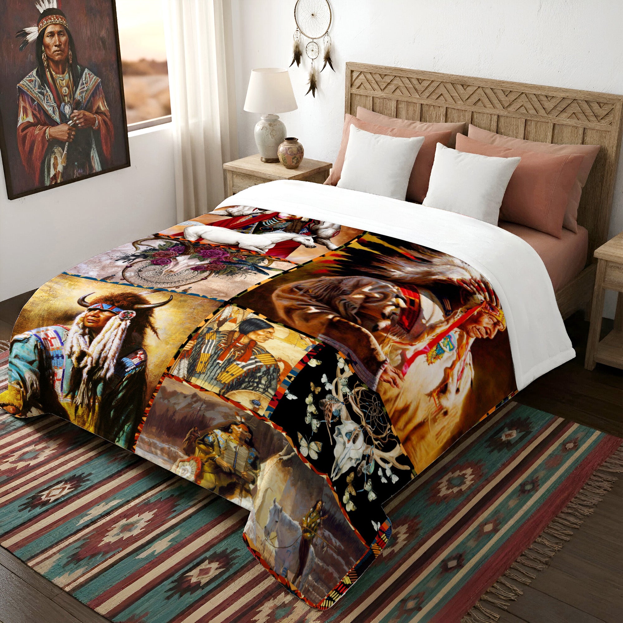 Native Pairing Soft And Warm Fleece Blanket Native American Style