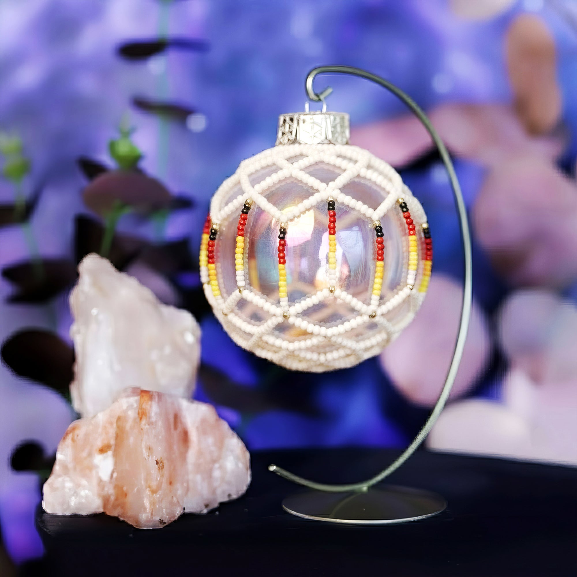 Snow White Beaded Ornament Handcrafted Holiday Decor Gift