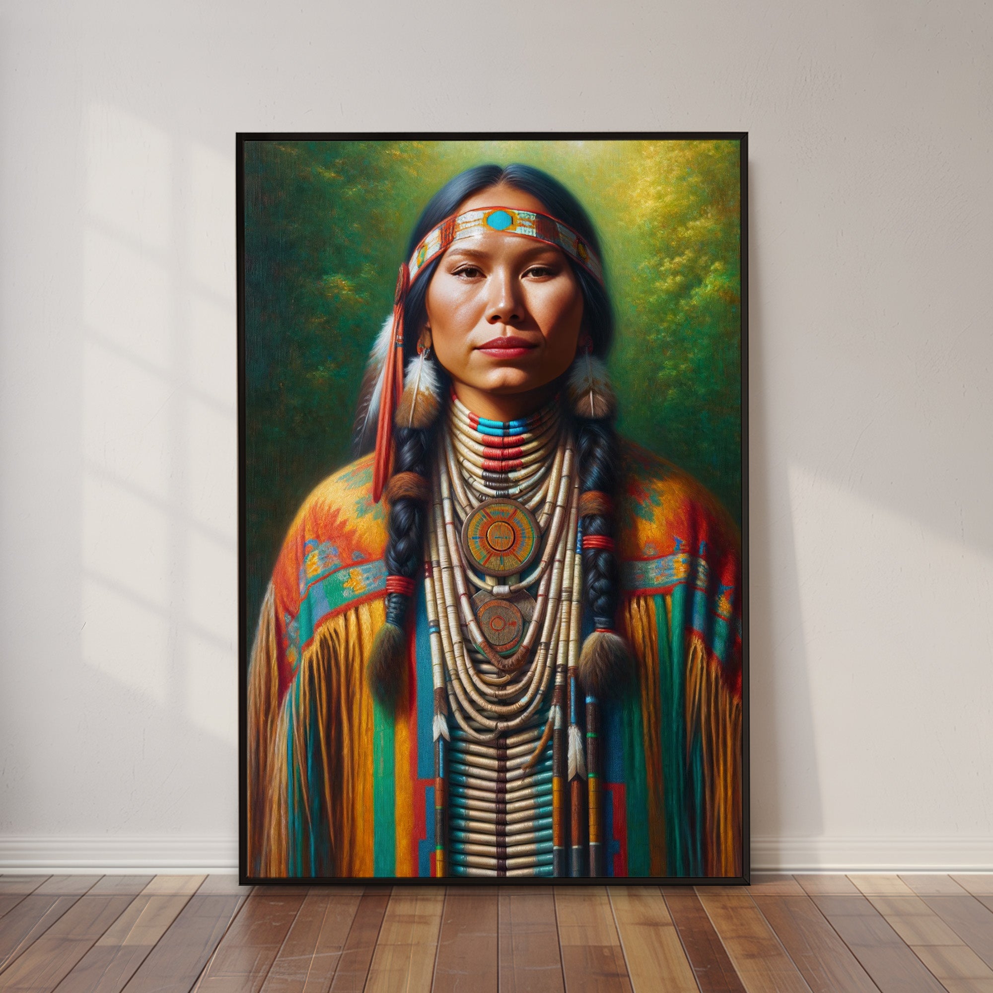 Custom Native American Women Portrait Photo Canvas Art Gift Home Decor