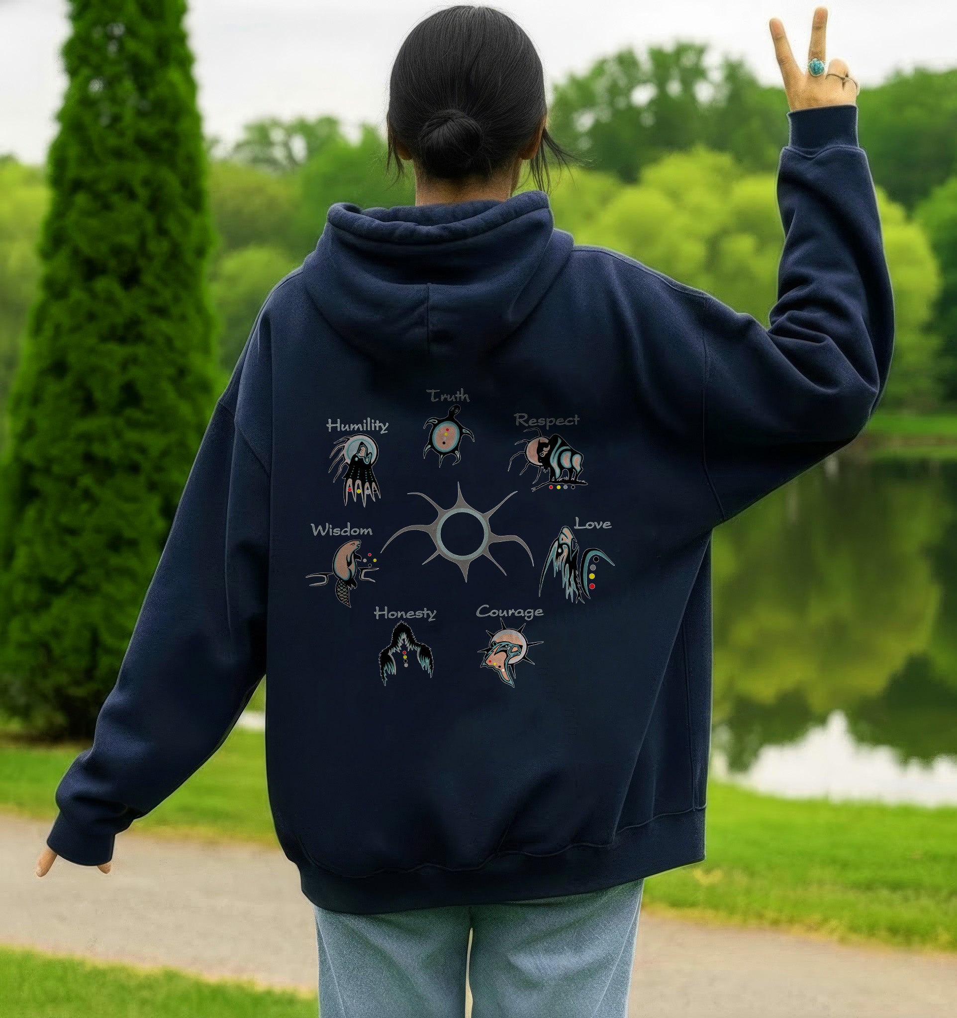 [Two Sides] The Seven Sacred Laws Native American Indigenous Culture Unisex Tank Top/Long Sleeve/Hoodie Zip