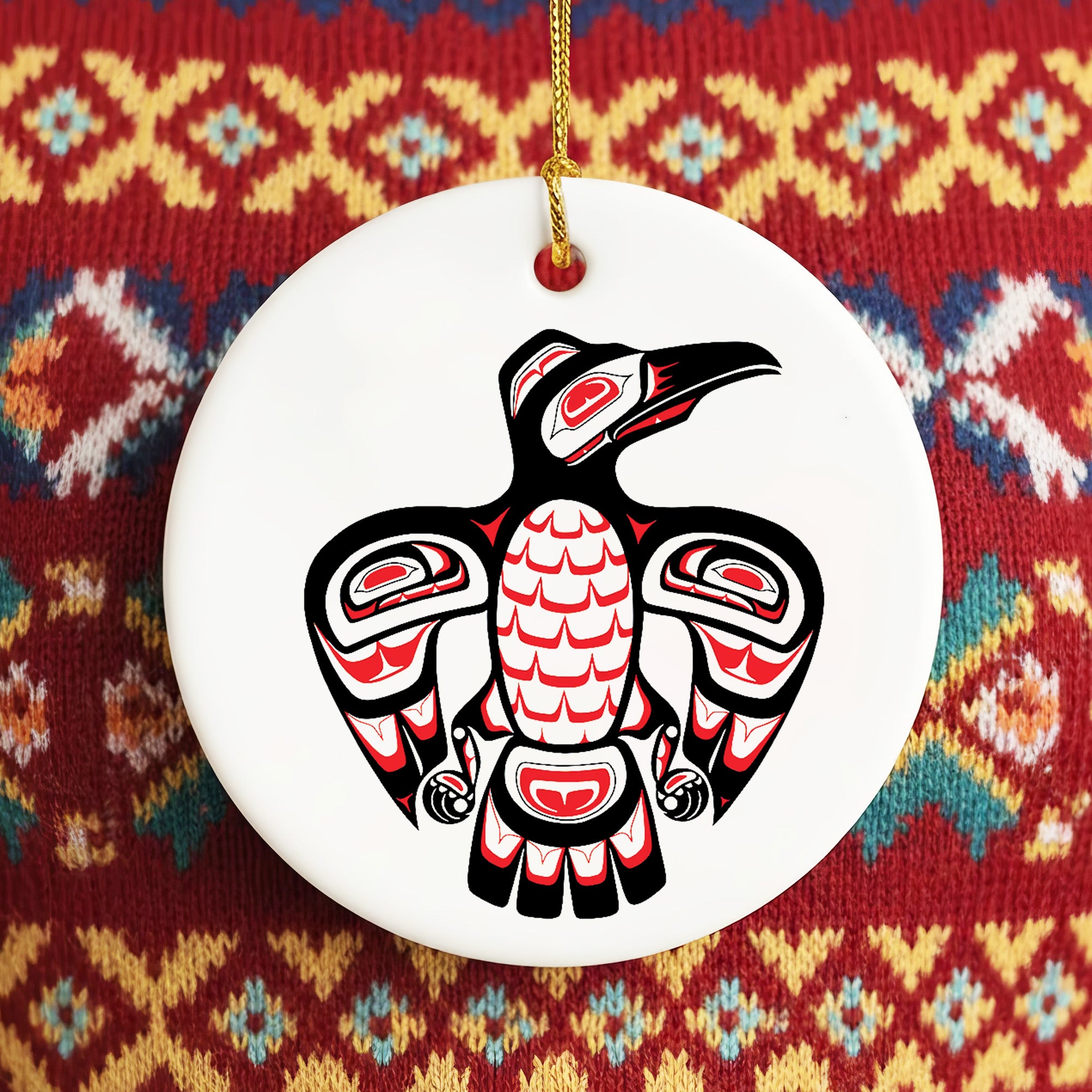 Native Eagle Spirit Ceramic Ornament – Handcrafted Indigenous Art Decoration