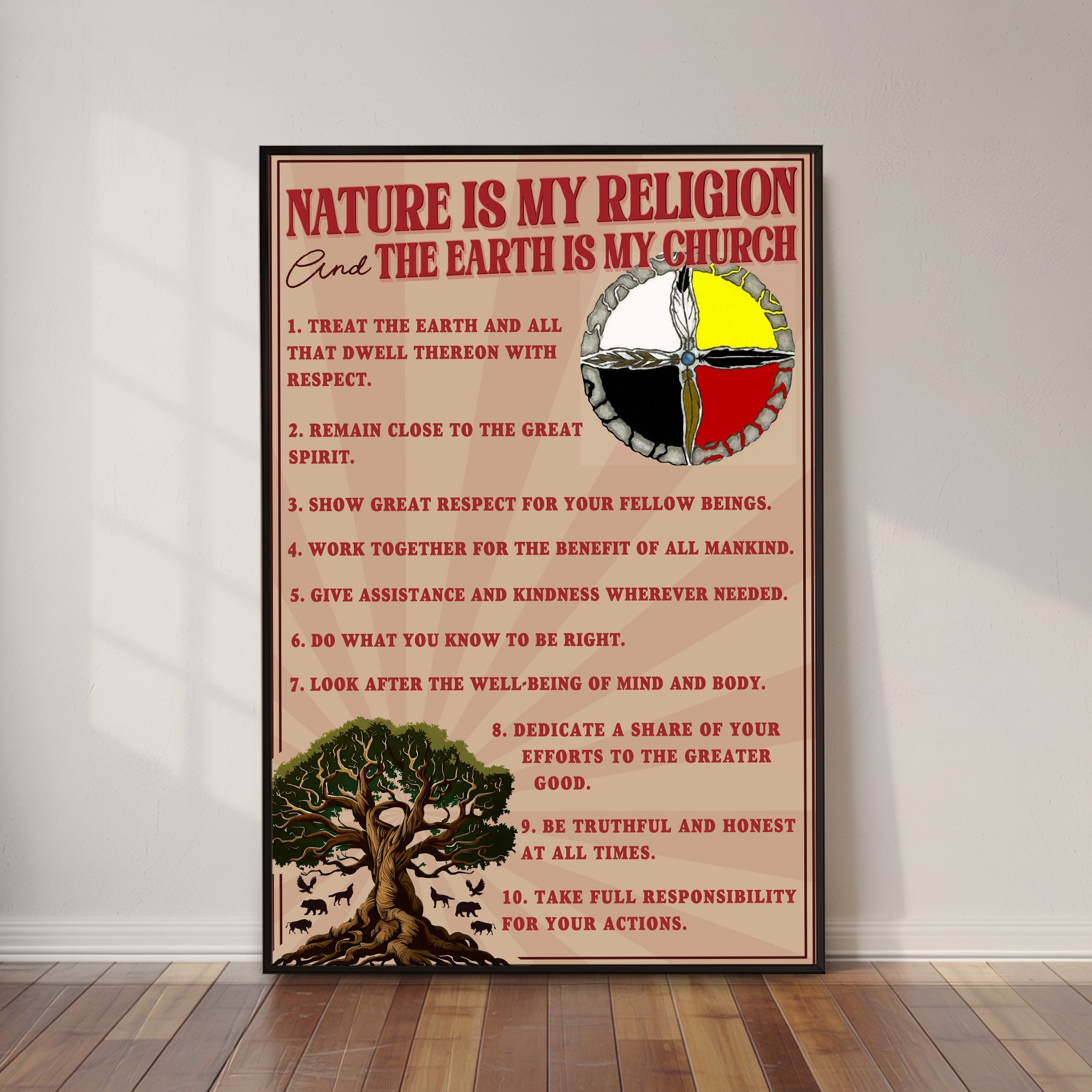 The Ten Native American Commandments Of Chief Poster/Canvas