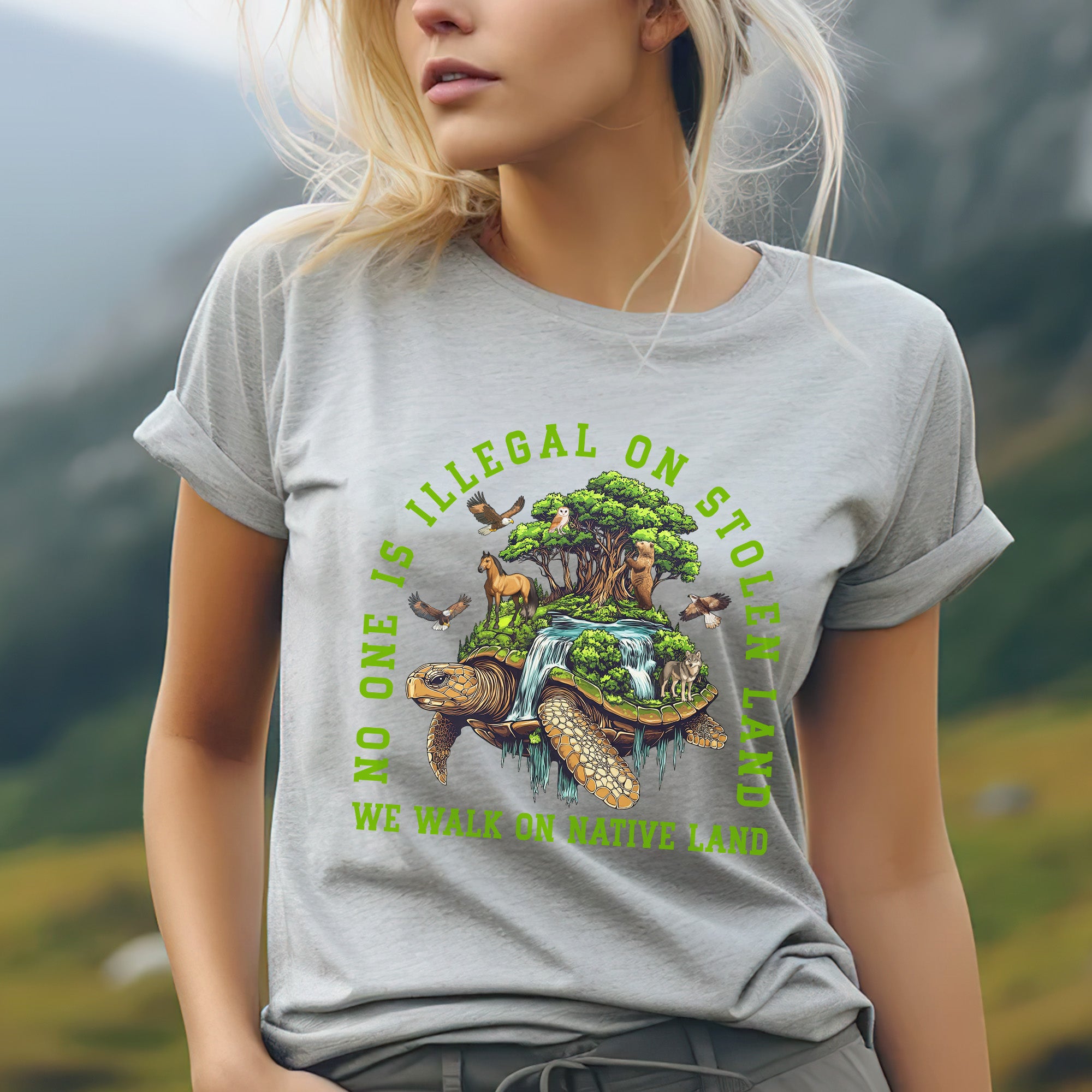 No One Is Illegal On Stolen Land. We Walk On Native Land Style 4 - One Sides Unisex T-Shirt/T-Shirt V-Neck/Hoodie/Sweatshirt