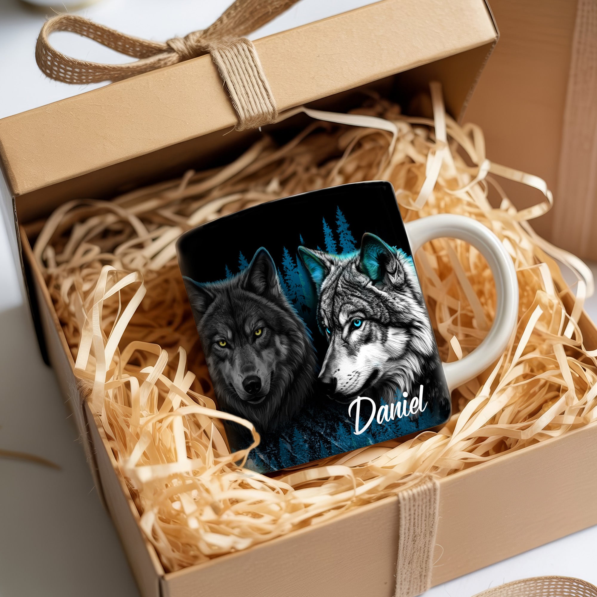 Personalized Wolf Spirit Mug - Mug with Native American Wolf Artwork (Custom Name)