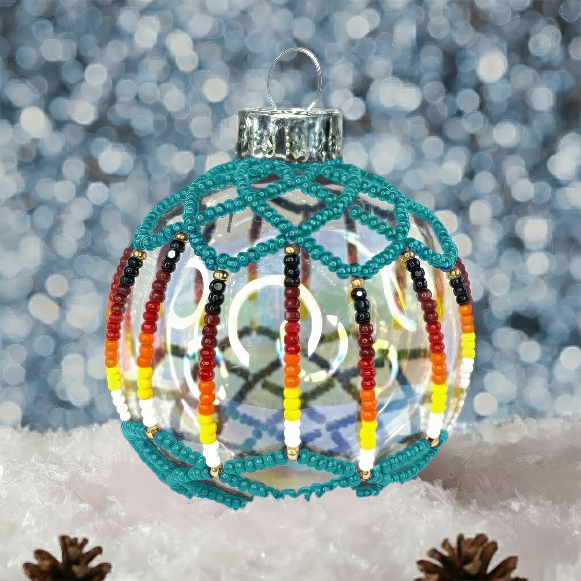 Turquoise Luster Beaded Ornament Holiday Decor Gifts