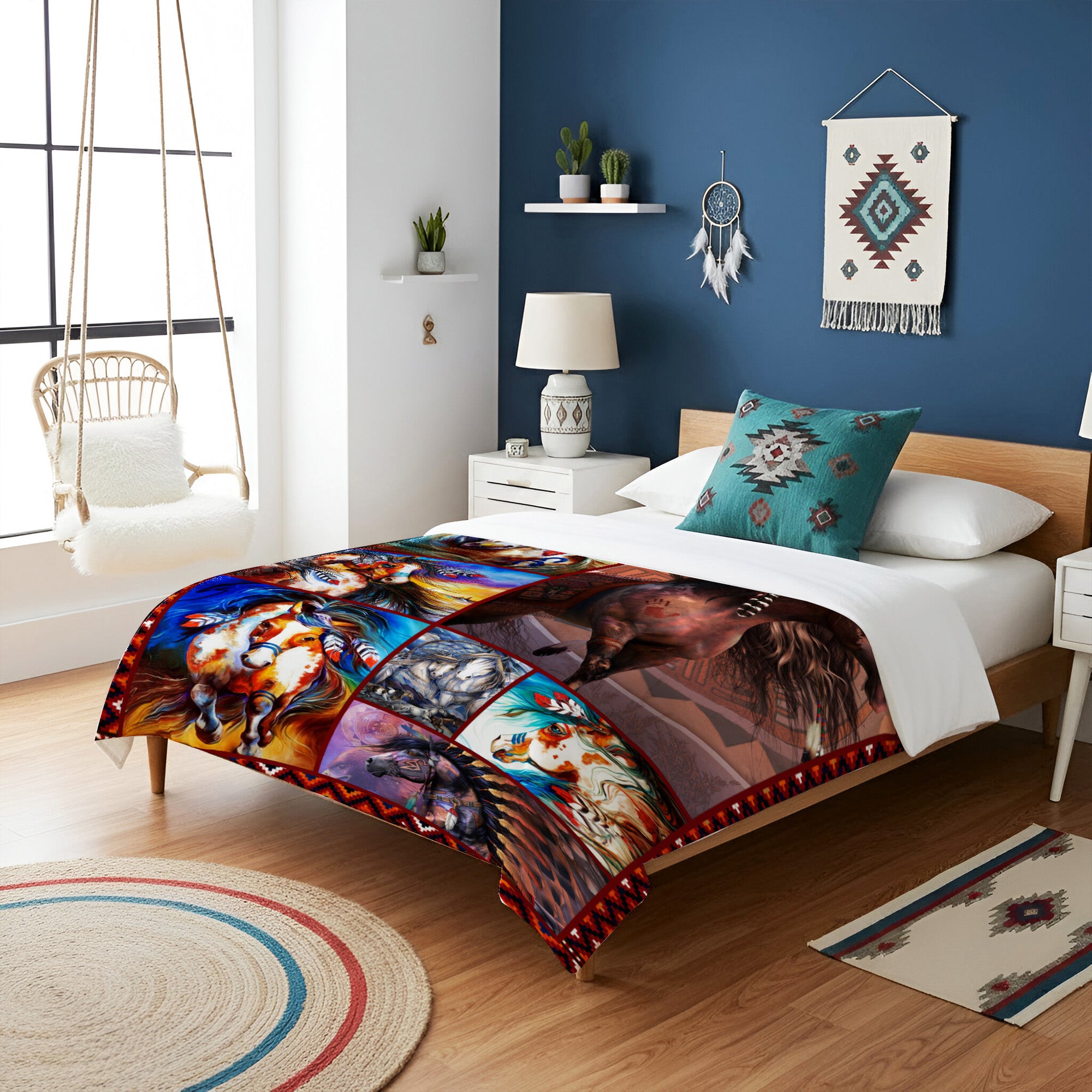 Native American Horse Soft and Warm Premium Fleece Blanket