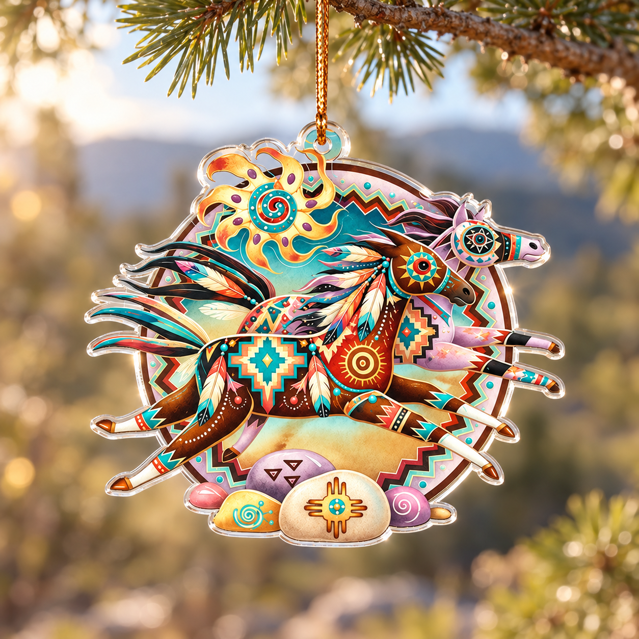 Native Tribal Spirit Horse Acrylic Ornament - Unique Gift Decor Flat Acrylic