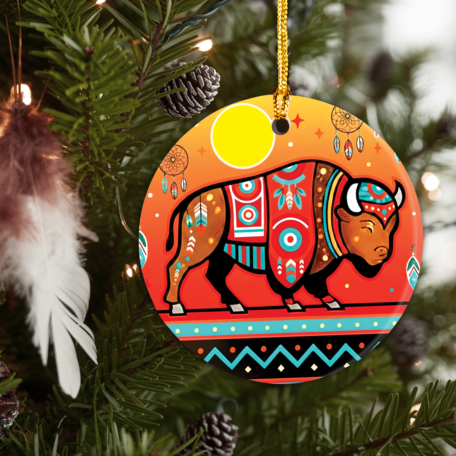 Native Tribal Spirit Animal Ceramic Ornament – Indigenous Art Decor