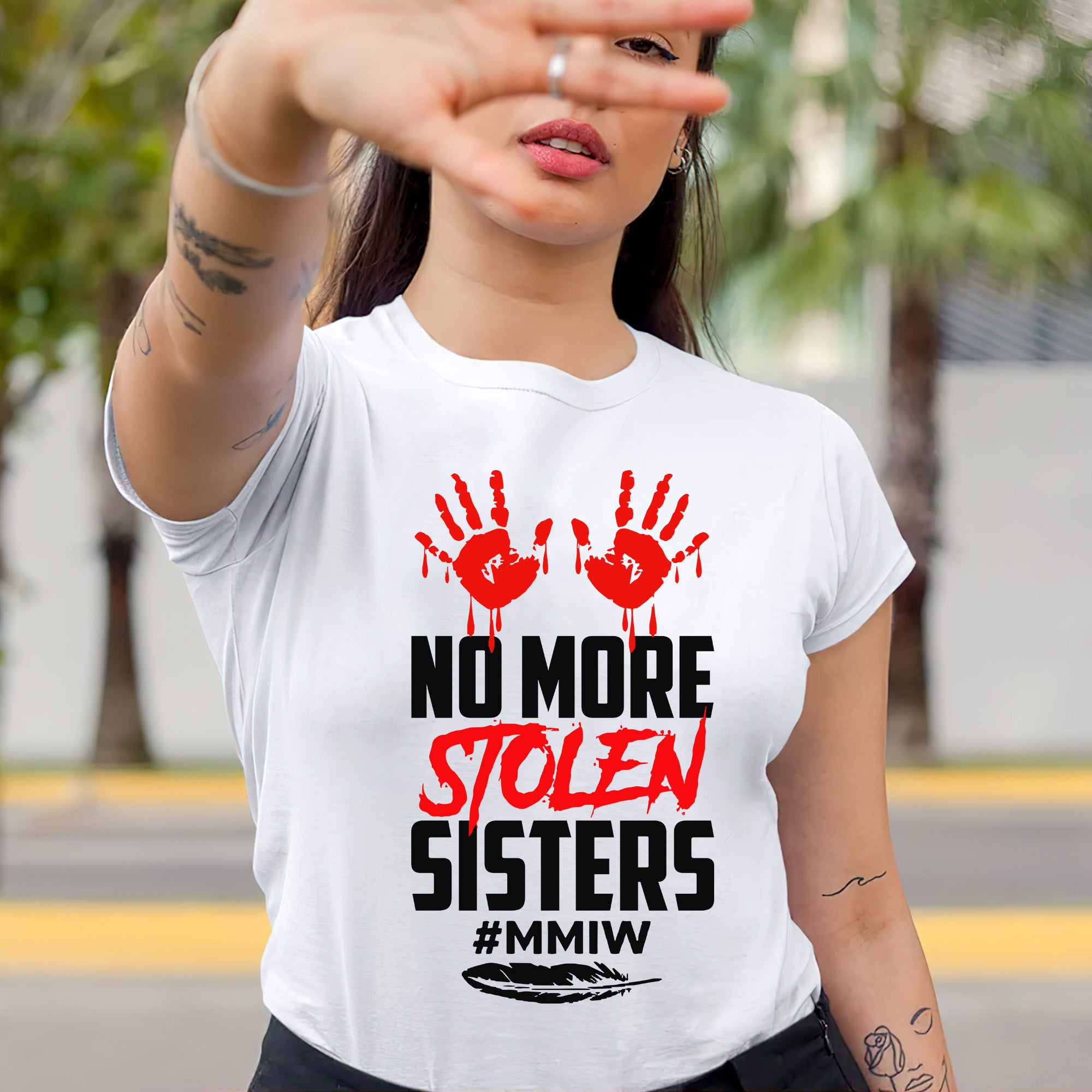 No More Stolen Sisters - MMIW Unisex T-Shirt/T-Shirt V-Neck/Hoodie/Sweatshirt One Side