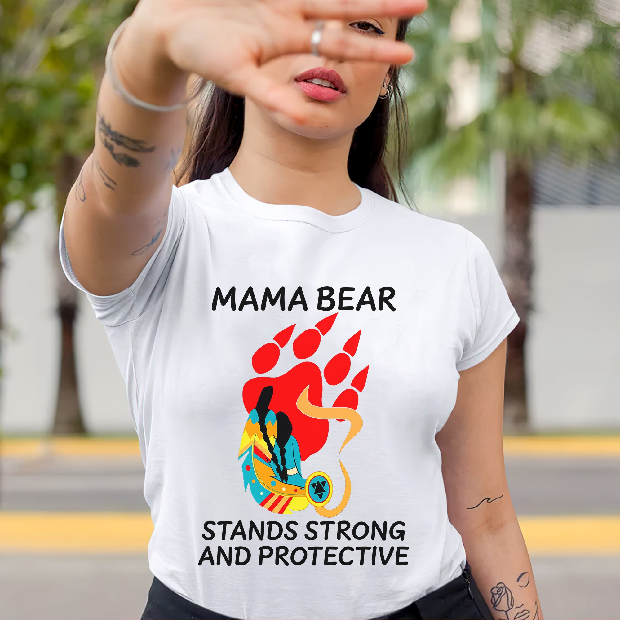 Mama Bear Strong and Protective – Native Inspired Design - Unisex T-Shirt/T-Shirt V-Neck/Hoodie/Sweatshirt