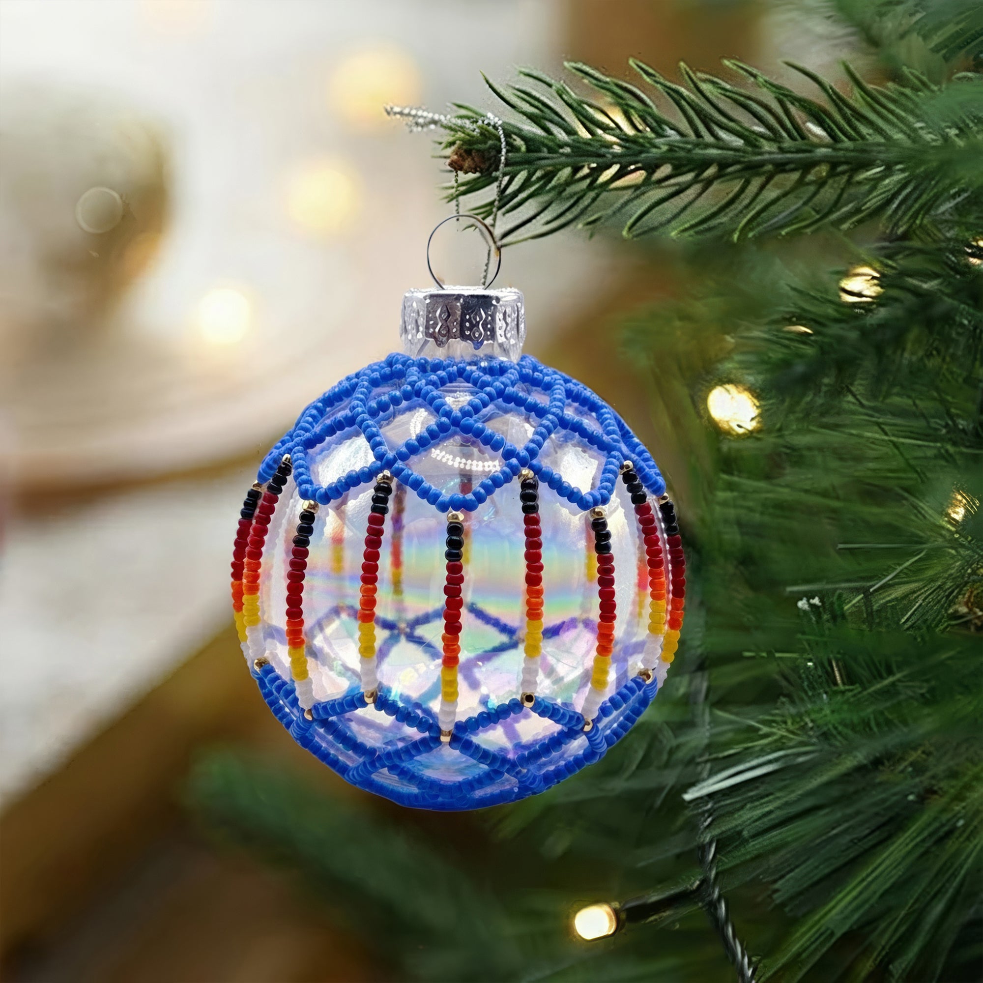 Cerulean Beaded Ornament Handcrafted Holiday Decor Gift