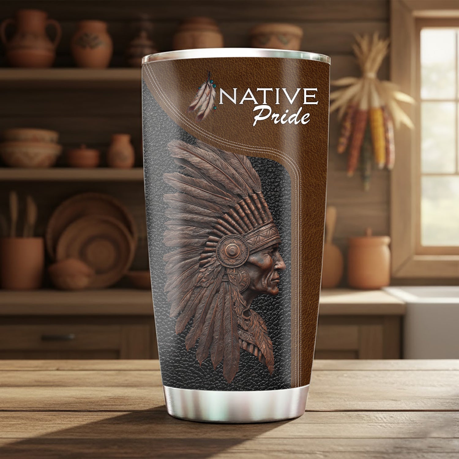 Native Pride Tumbler Stainless Steel Drinking Cup (Custom Name)