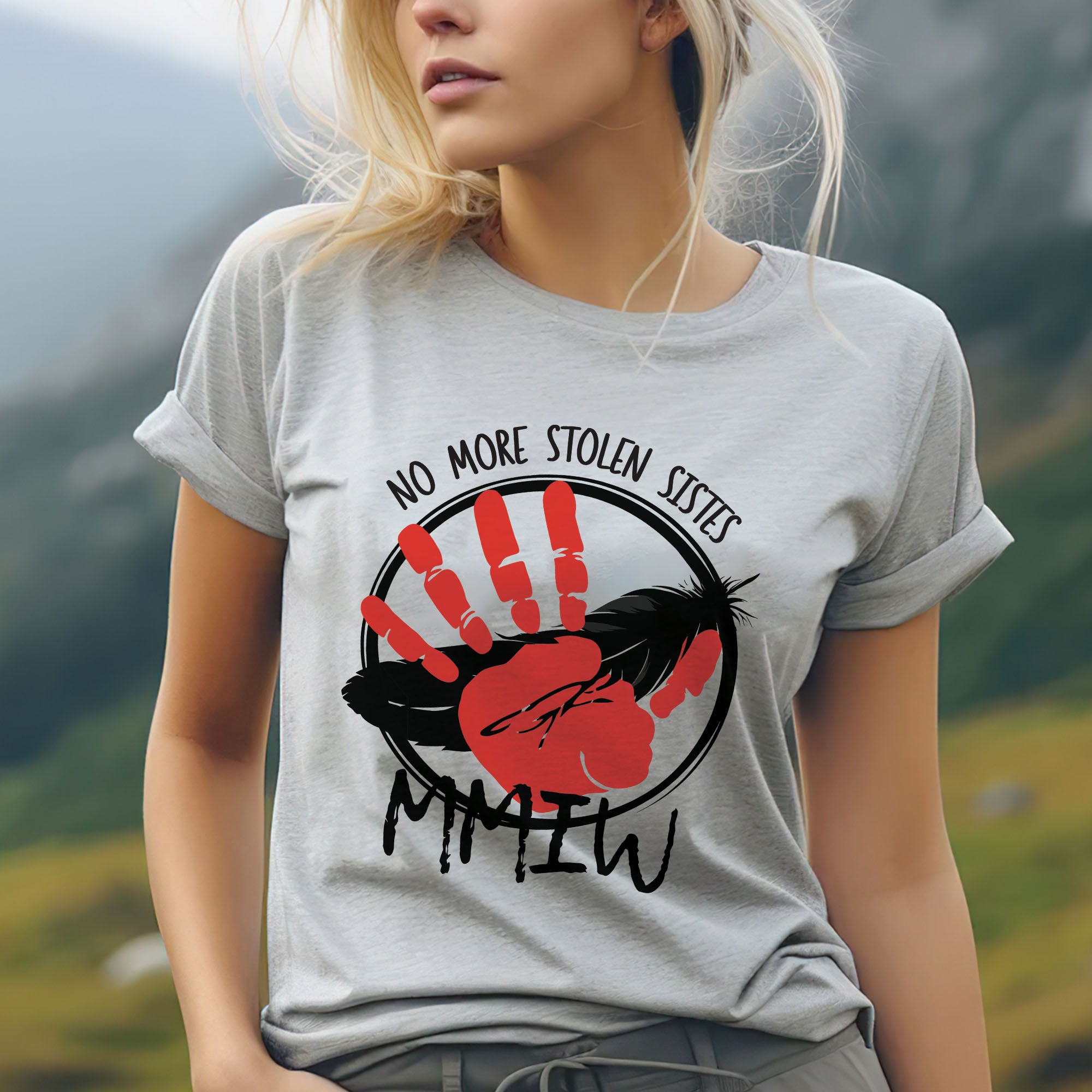 No More Stolen Sisters MMIW Native Women Awareness Unisex T-shirt/T-shirt V-Neck/Hoodie/Sweatshirt - One side