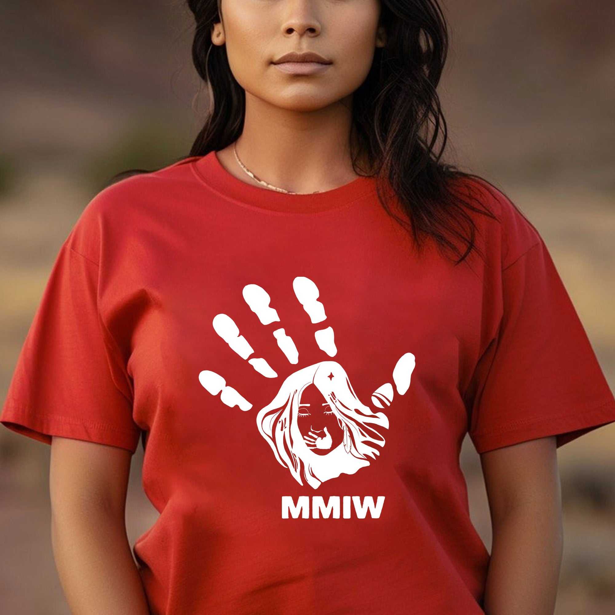 MMIW I Wear Red , No More Stolen Sisters Sweat Shirts White Hand Unisex T-Shirt/Hoodie/Sweatshirt