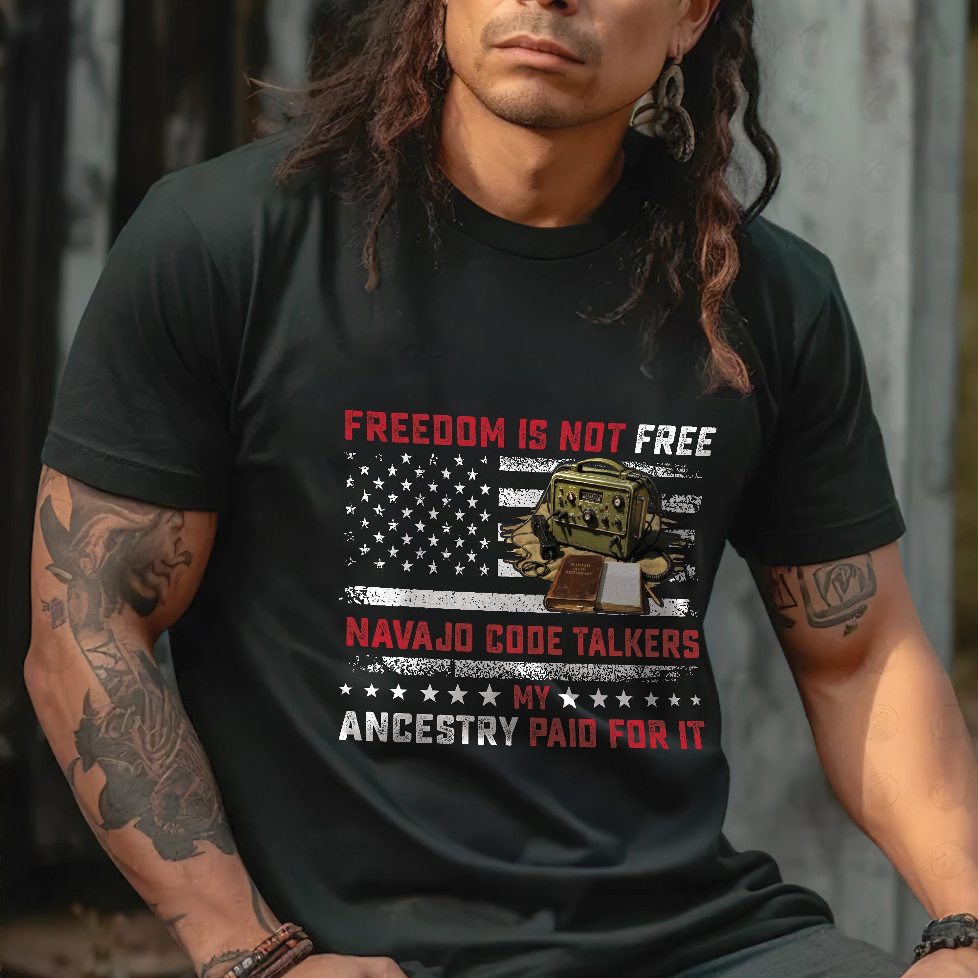 Navajo Code Talkers Heritage Freedom Is Not Free, My Ancestry Paid for It Unisex T-Shirt/T-Shirt V-Neck/Hoodie/Sweatshirt